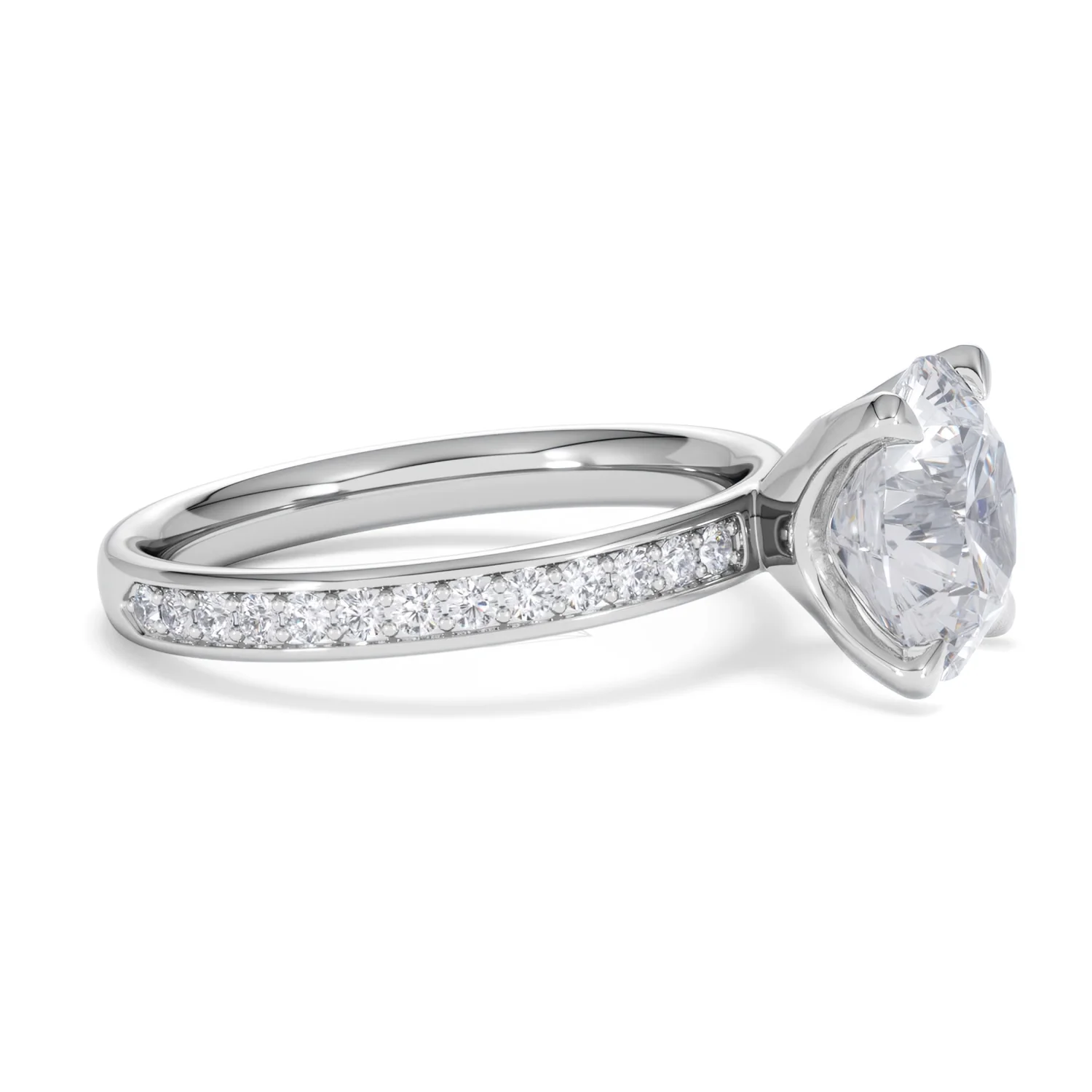 Origin 3.30ct Round Cut Lab Diamond Solitaire Engagement Ring with Side Stones in 18K White Gold - Image 22