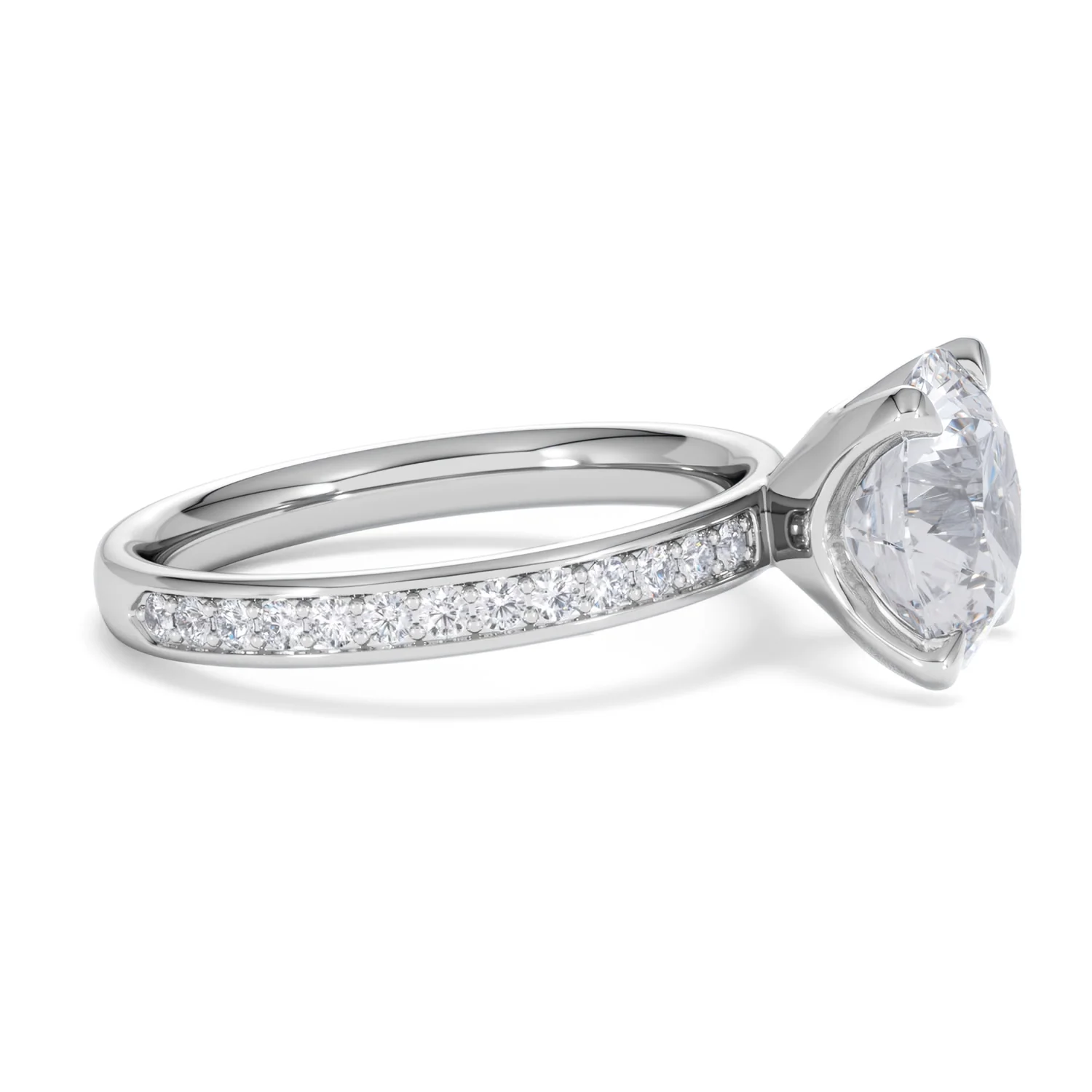 Origin 3.30ct Round Cut Lab Diamond Solitaire Engagement Ring with Side Stones in 18K White Gold - Image 23
