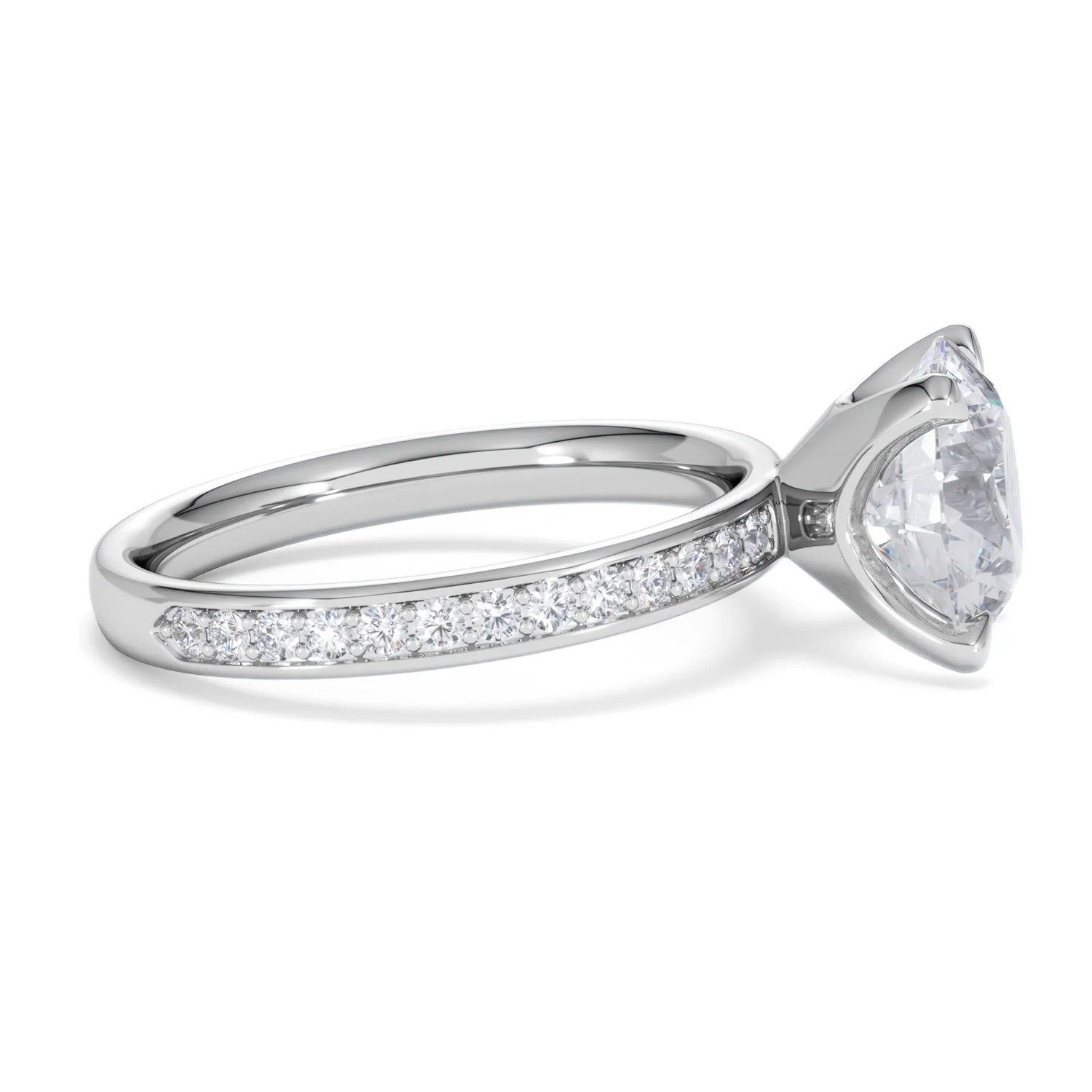 Origin 3.30ct Round Cut Lab Diamond Solitaire Engagement Ring with Side Stones in 18K White Gold - Image 25