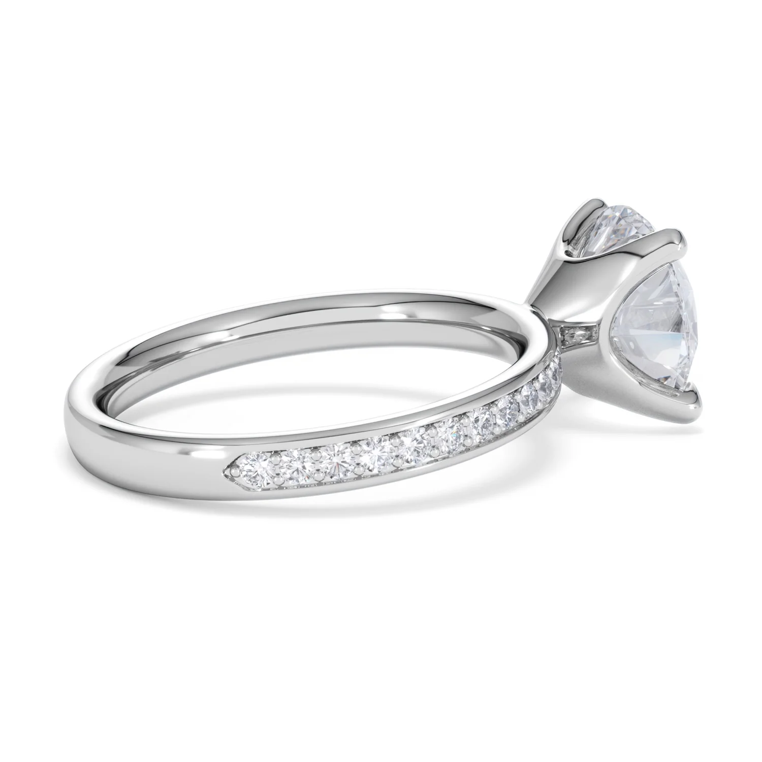 Origin 3.30ct Round Cut Lab Diamond Solitaire Engagement Ring with Side Stones in 18K White Gold - Image 32