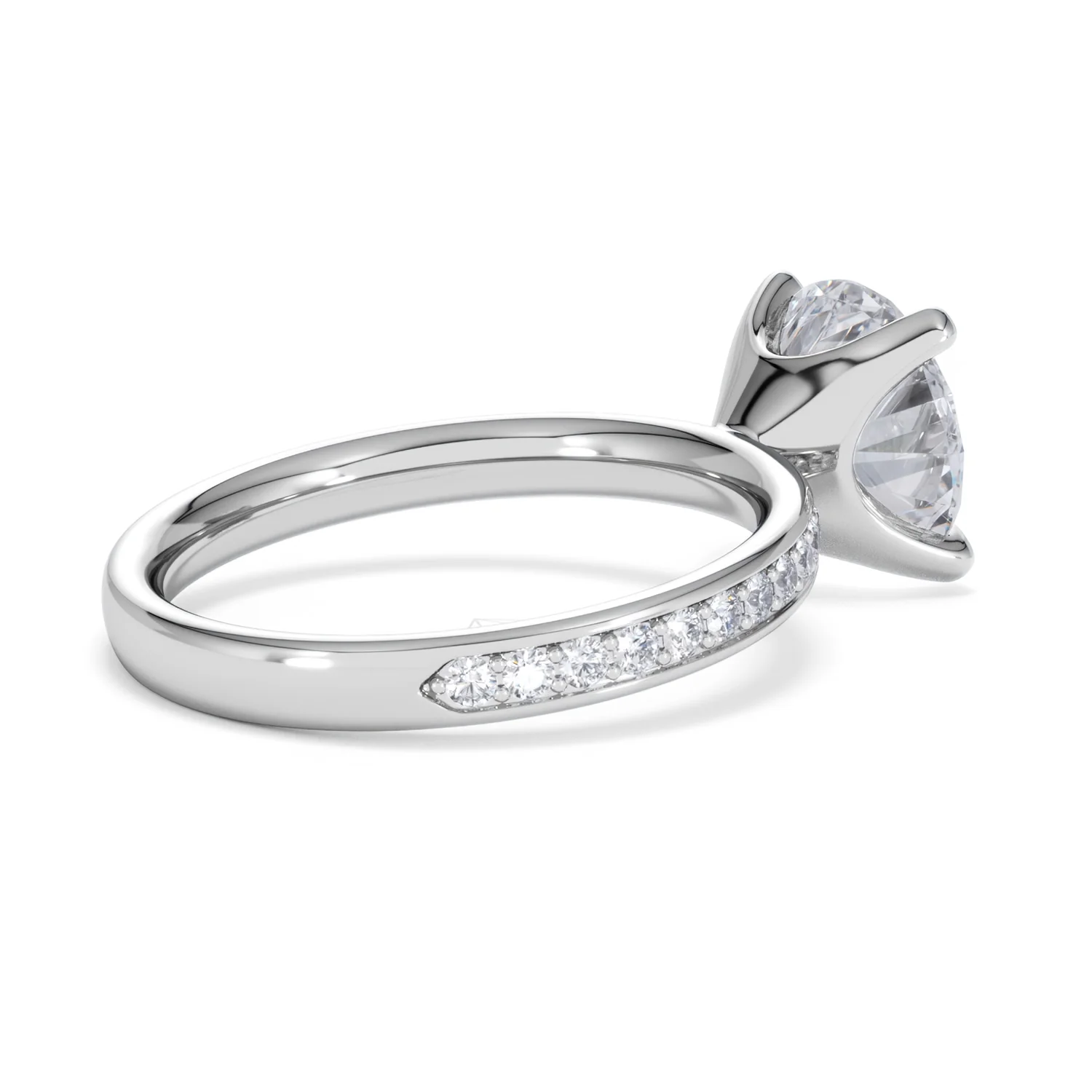 Origin 3.30ct Round Cut Lab Diamond Solitaire Engagement Ring with Side Stones in 18K White Gold - Image 35