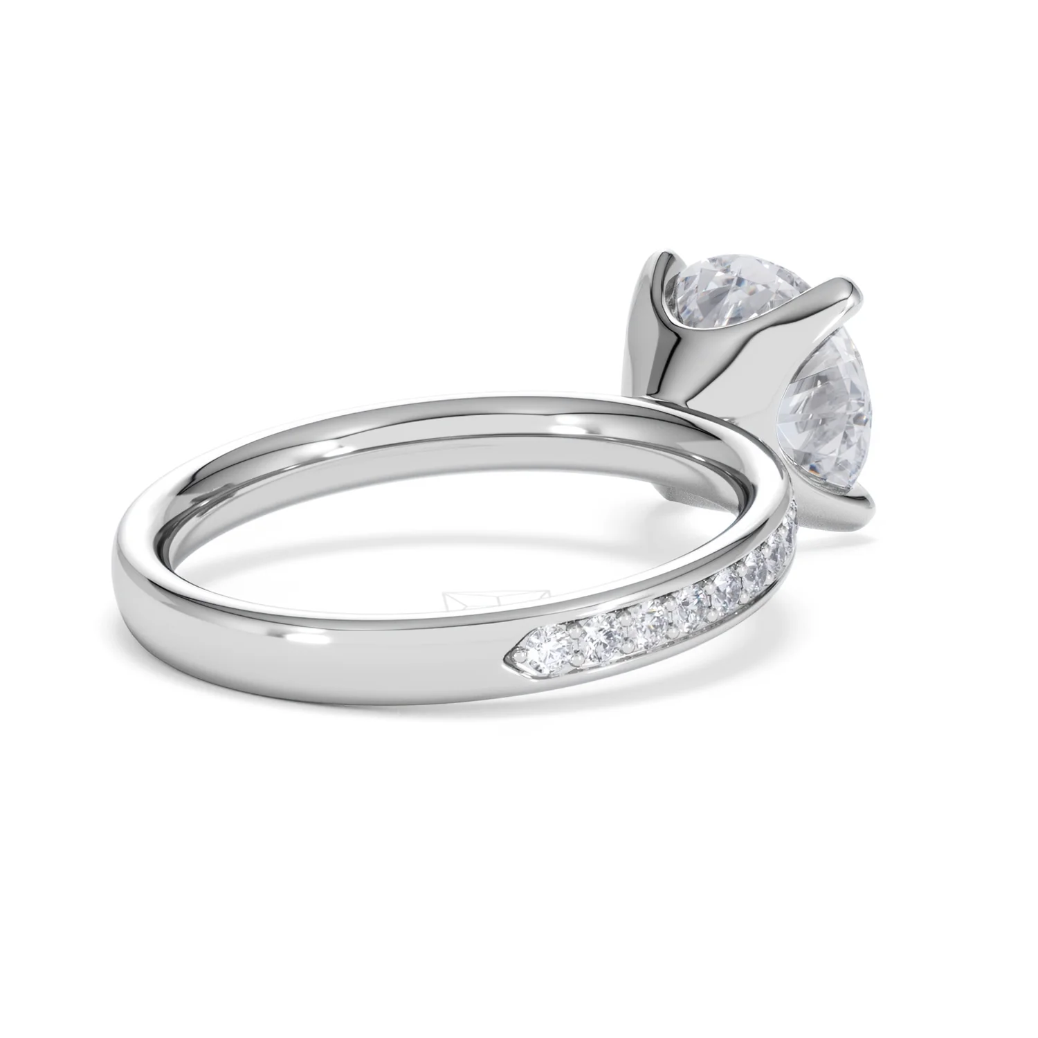 Origin 3.30ct Round Cut Lab Diamond Solitaire Engagement Ring with Side Stones in 18K White Gold - Image 38