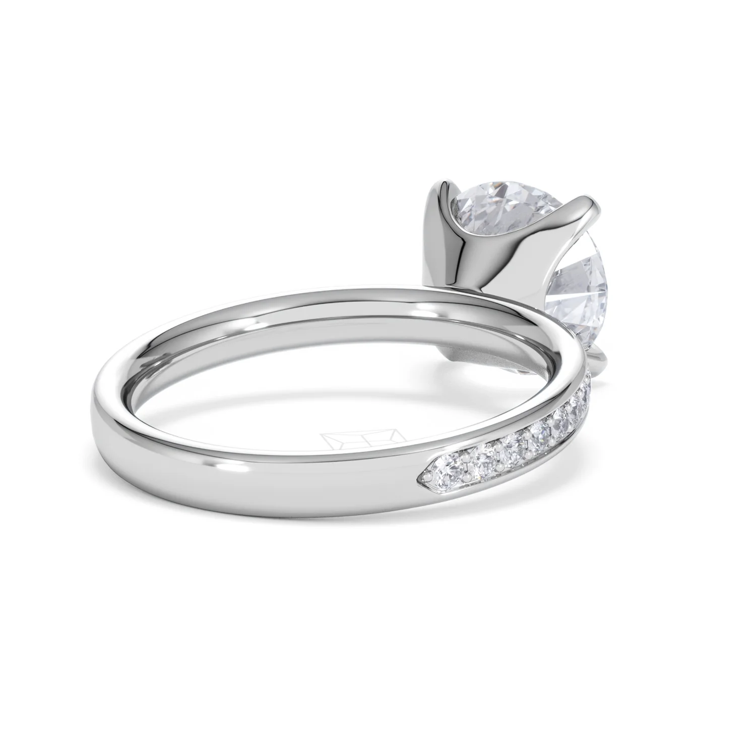Origin 3.30ct Round Cut Lab Diamond Solitaire Engagement Ring with Side Stones in 18K White Gold - Image 40