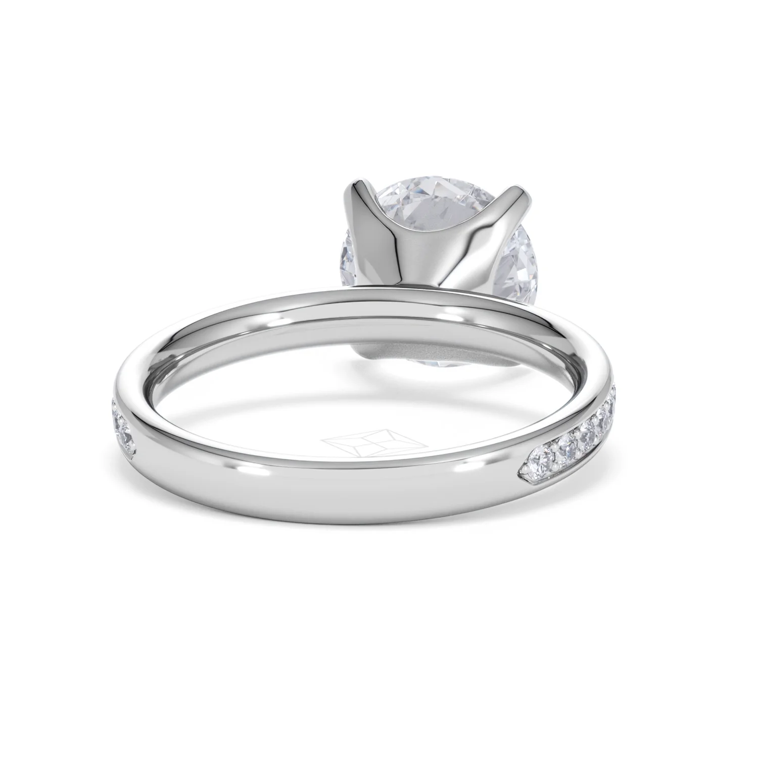 Origin 3.30ct Round Cut Lab Diamond Solitaire Engagement Ring with Side Stones in 18K White Gold - Image 44