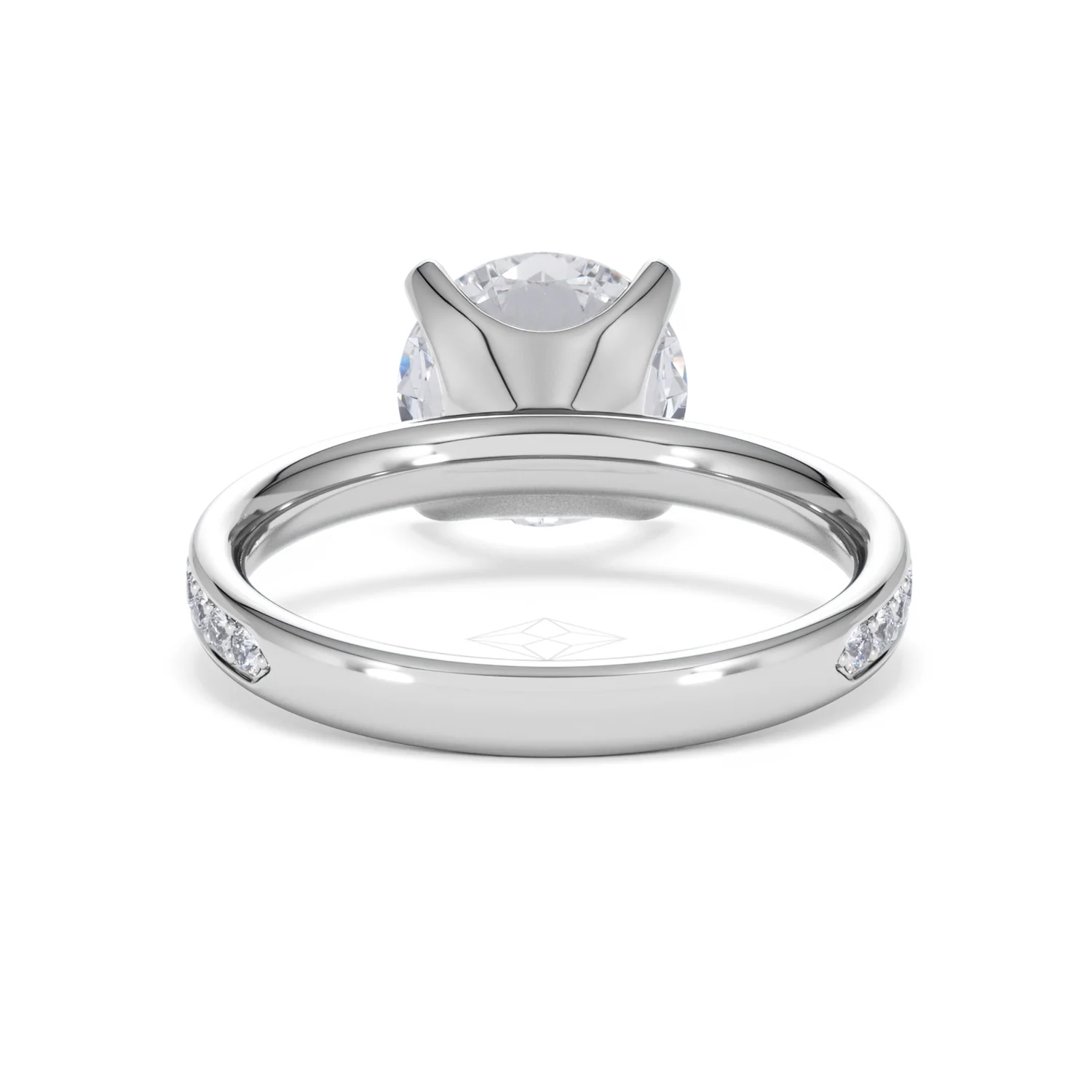 Origin 3.30ct Round Cut Lab Diamond Solitaire Engagement Ring with Side Stones in 18K White Gold - Image 47
