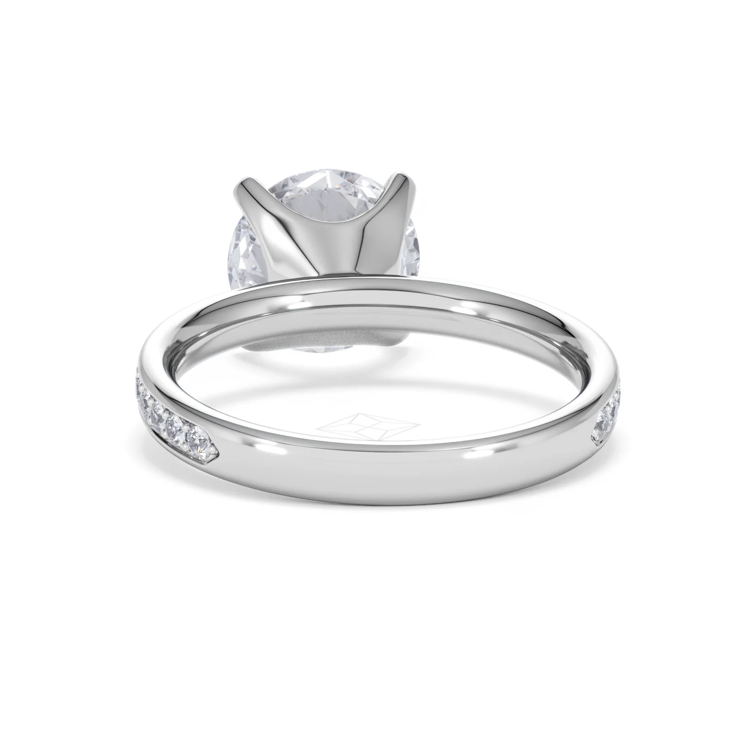 Origin 3.30ct Round Cut Lab Diamond Solitaire Engagement Ring with Side Stones in 18K White Gold - Image 49