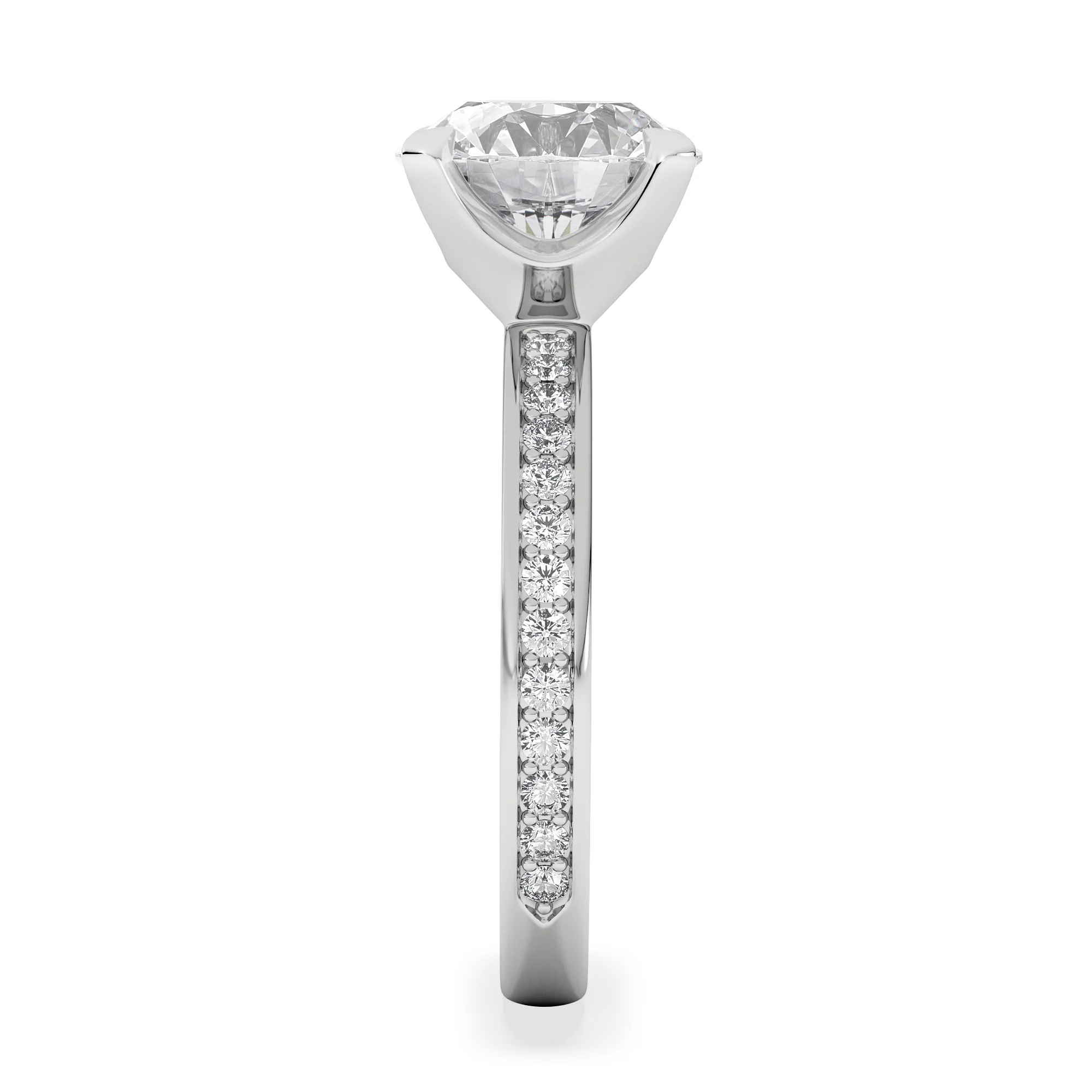 Origin 3.30ct Round Cut Lab Diamond Solitaire Engagement Ring with Side Stones in 18K White Gold - Image 5