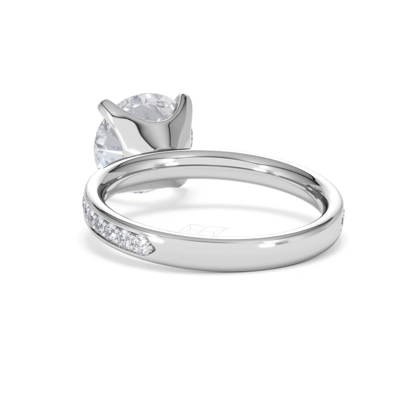 Origin 3.30ct Round Cut Lab Diamond Solitaire Engagement Ring with Side Stones in 18K White Gold - Image 52