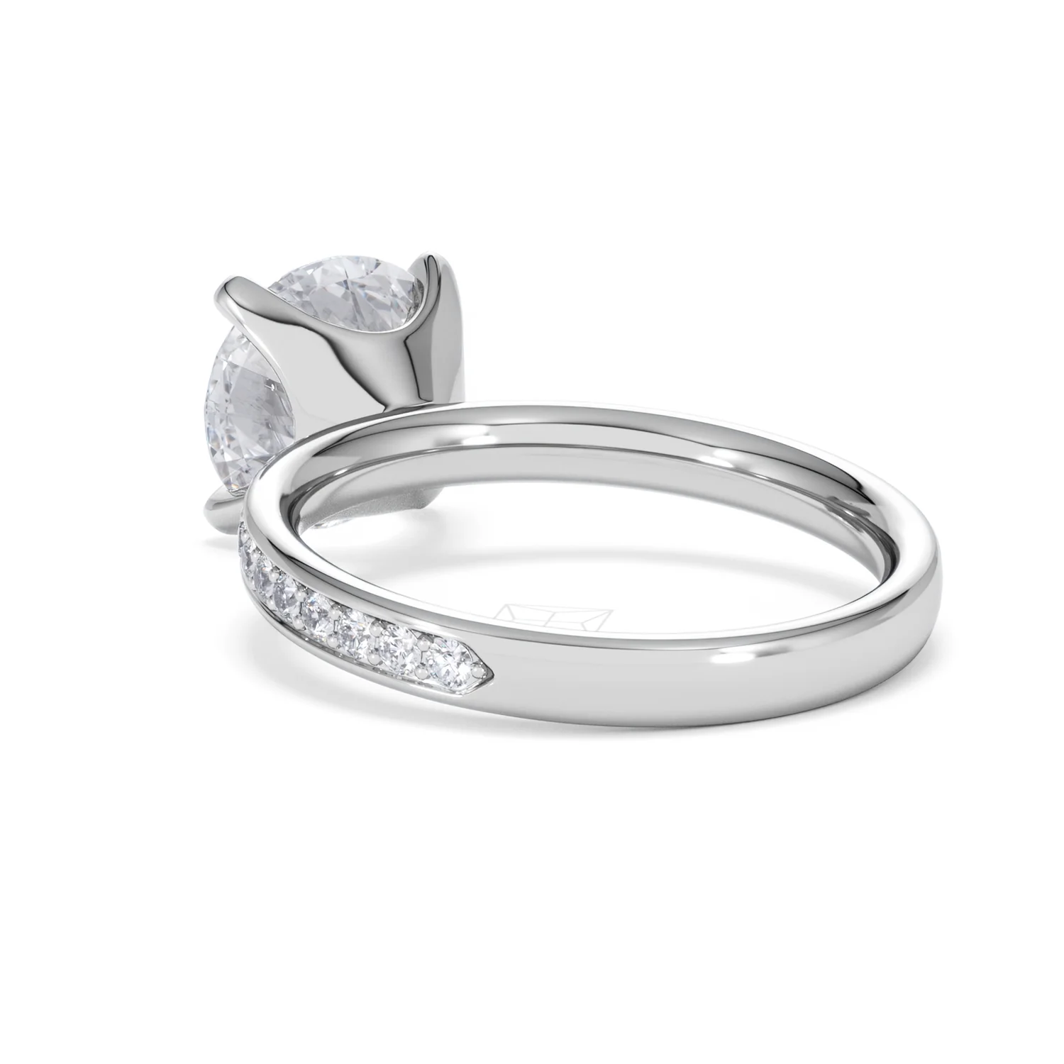 Origin 3.30ct Round Cut Lab Diamond Solitaire Engagement Ring with Side Stones in 18K White Gold - Image 54