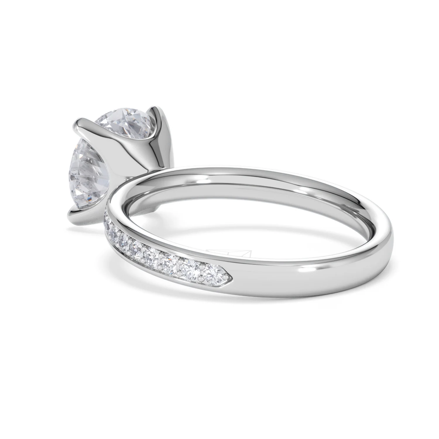 Origin 3.30ct Round Cut Lab Diamond Solitaire Engagement Ring with Side Stones in 18K White Gold - Image 56