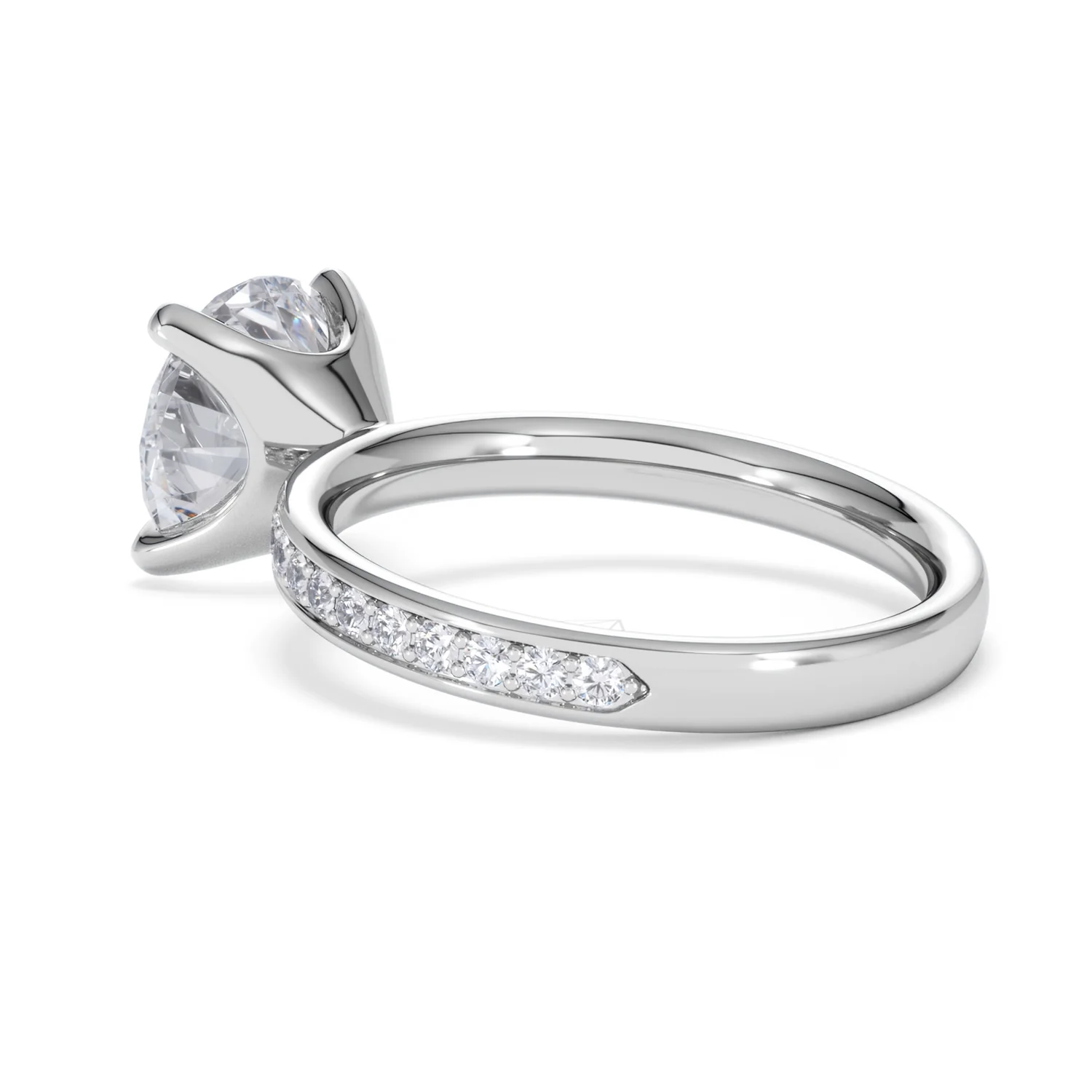 Origin 3.30ct Round Cut Lab Diamond Solitaire Engagement Ring with Side Stones in 18K White Gold - Image 58