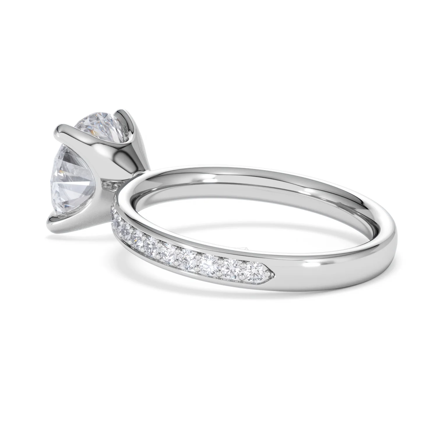 Origin 3.30ct Round Cut Lab Diamond Solitaire Engagement Ring with Side Stones in 18K White Gold - Image 59