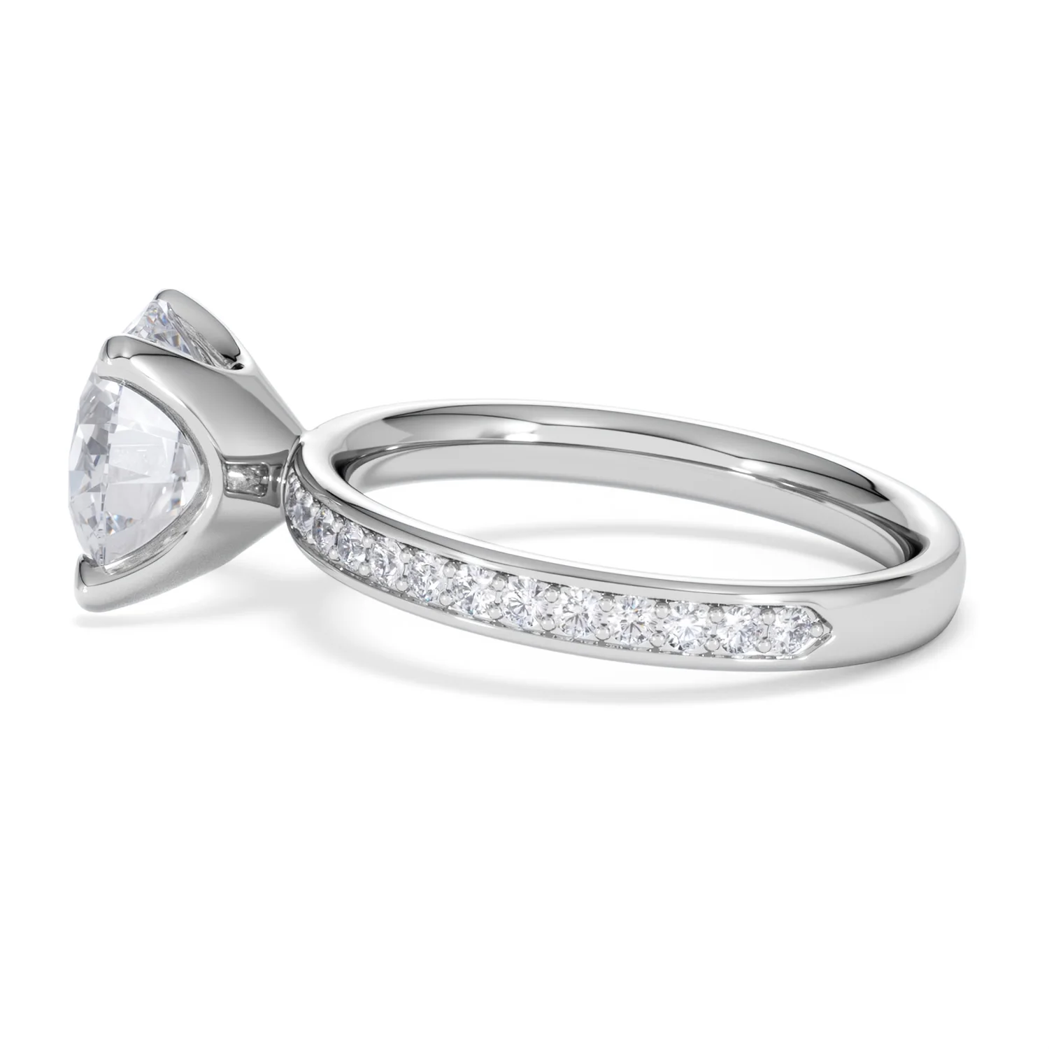 Origin 3.30ct Round Cut Lab Diamond Solitaire Engagement Ring with Side Stones in 18K White Gold - Image 65