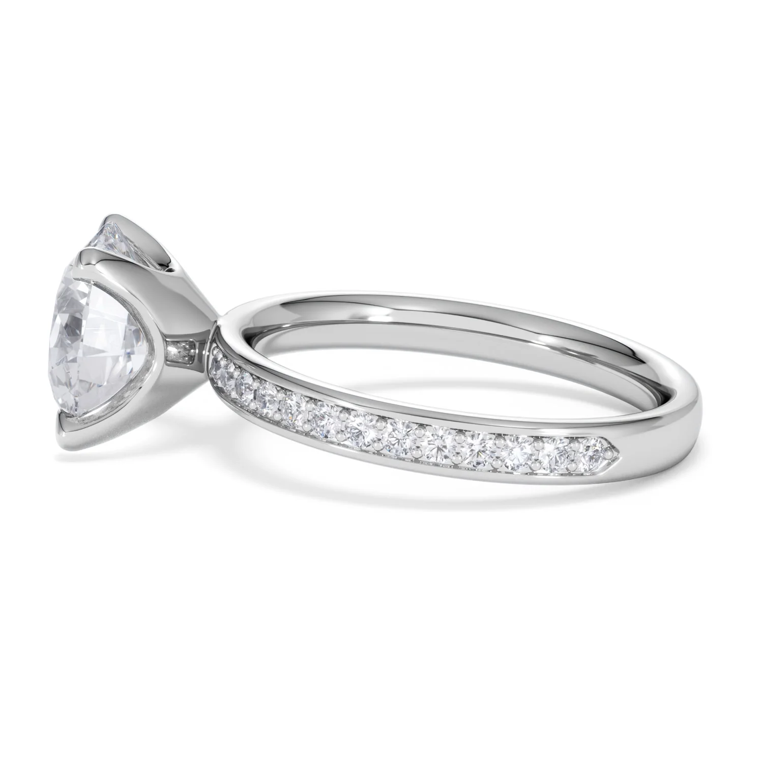 Origin 3.30ct Round Cut Lab Diamond Solitaire Engagement Ring with Side Stones in 18K White Gold - Image 66