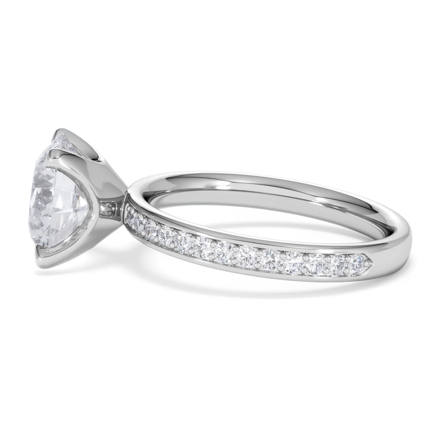 Origin 3.30ct Round Cut Lab Diamond Solitaire Engagement Ring with Side Stones in 18K White Gold - Image 67