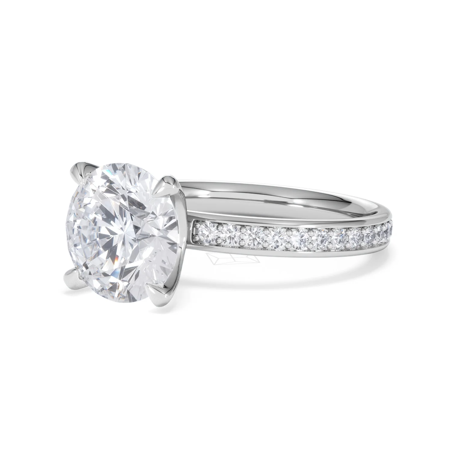Origin 3.30ct Round Cut Lab Diamond Solitaire Engagement Ring with Side Stones in 18K White Gold - Image 79