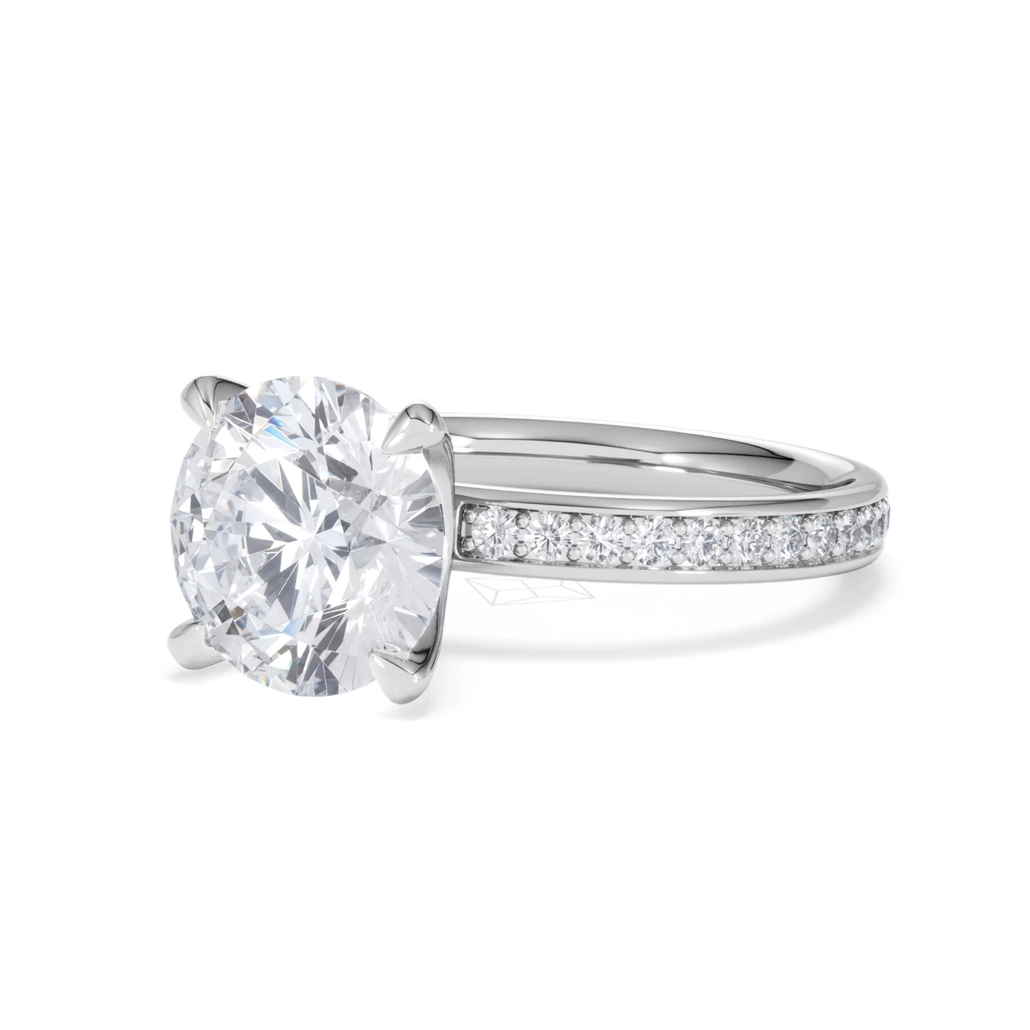 Origin 3.30ct Round Cut Lab Diamond Solitaire Engagement Ring with Side Stones in 18K White Gold - Image 80