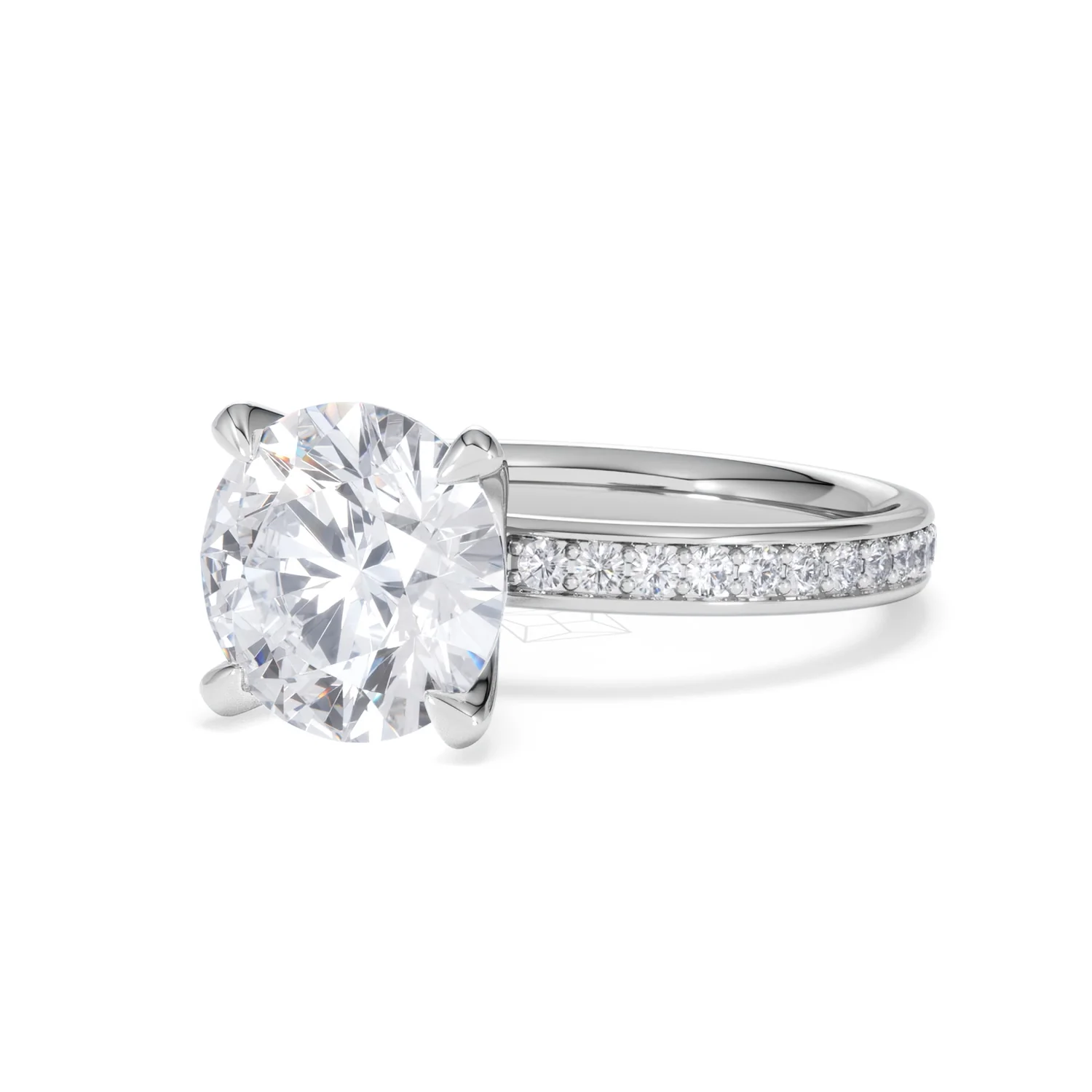 Origin 3.30ct Round Cut Lab Diamond Solitaire Engagement Ring with Side Stones in 18K White Gold - Image 81