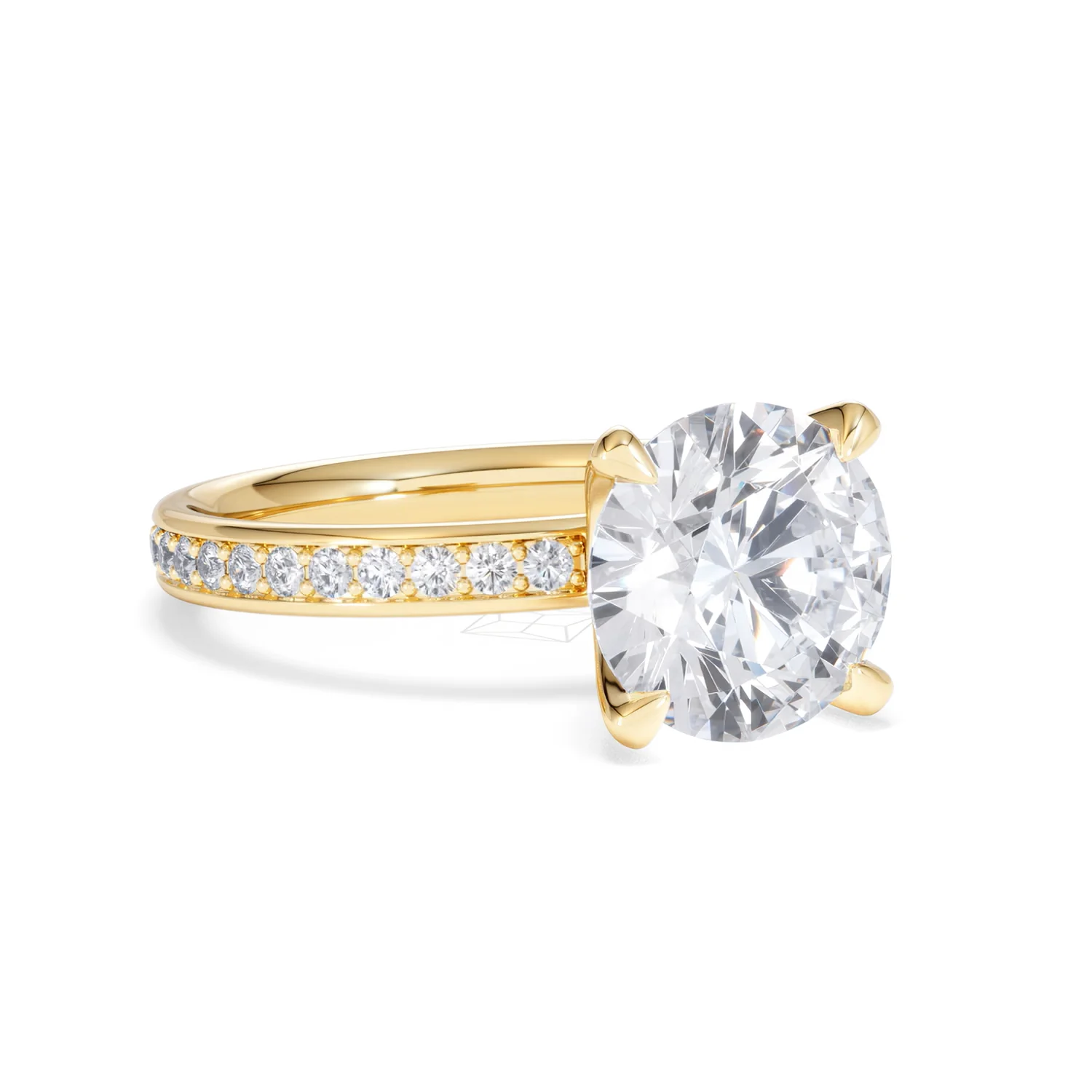 Origin 3.30ct Round Cut Lab Diamond Solitaire Engagement Ring with Side Stones in 18K Yellow Gold - Image 13