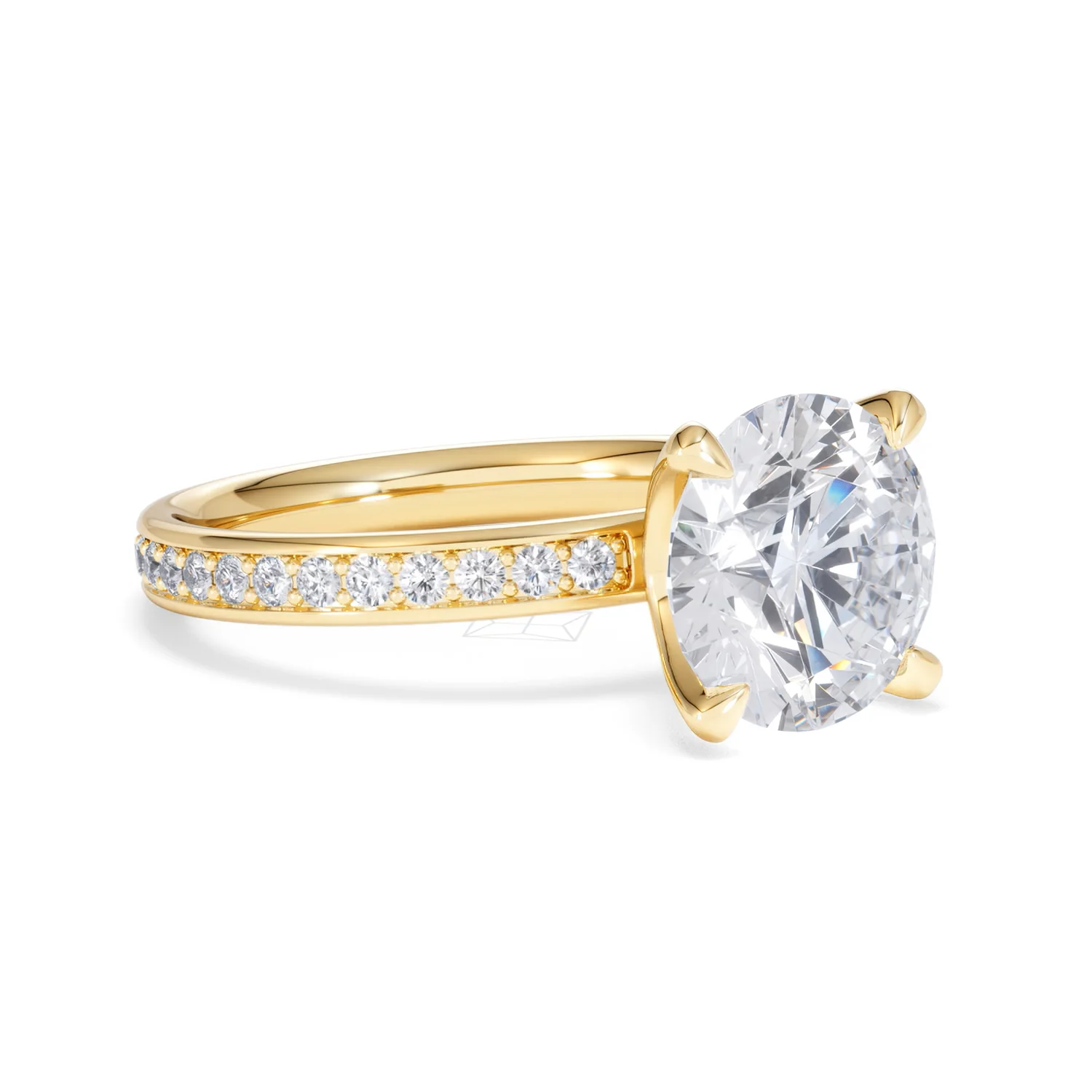 Origin 3.30ct Round Cut Lab Diamond Solitaire Engagement Ring with Side Stones in 18K Yellow Gold - Image 15
