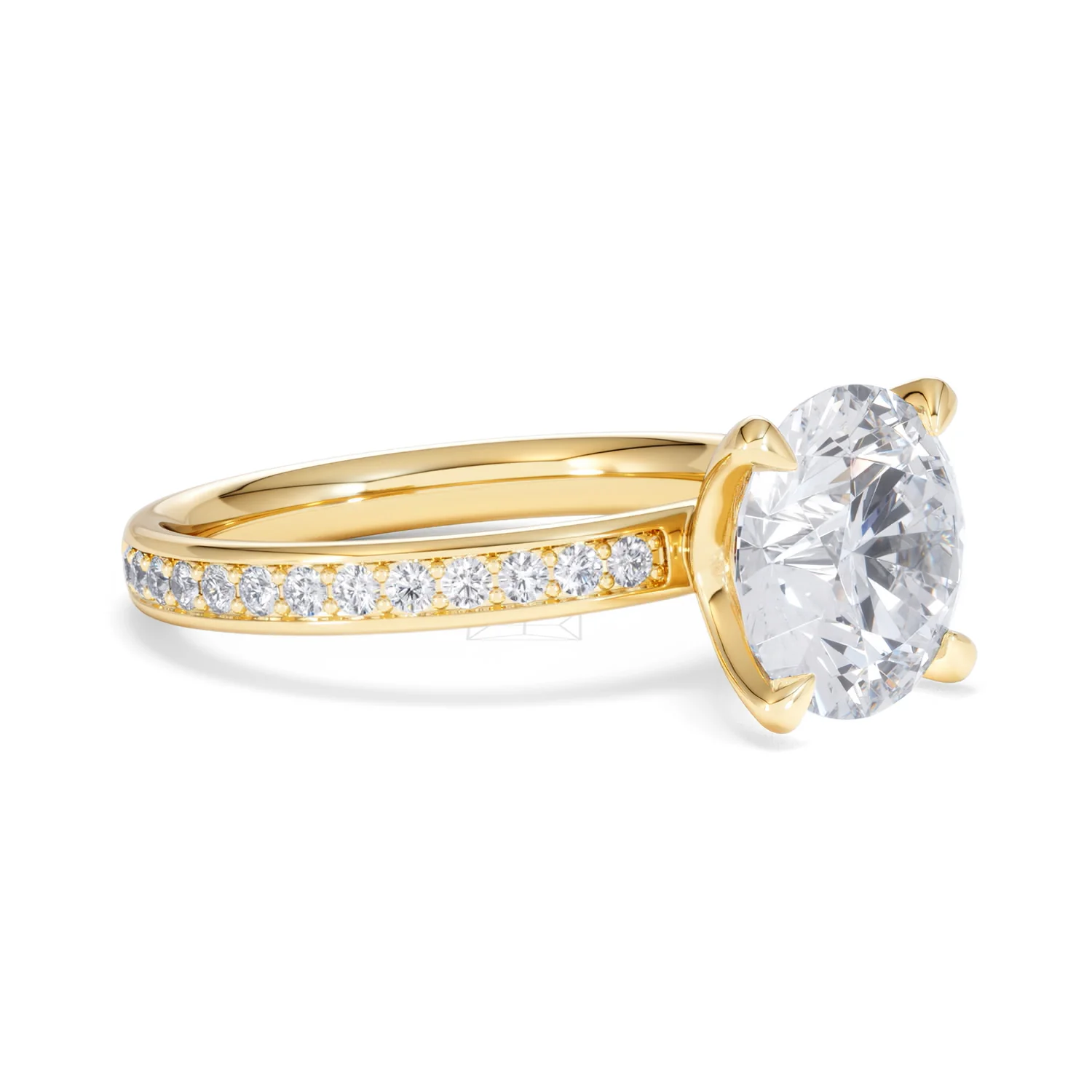 Origin 3.30ct Round Cut Lab Diamond Solitaire Engagement Ring with Side Stones in 18K Yellow Gold - Image 17