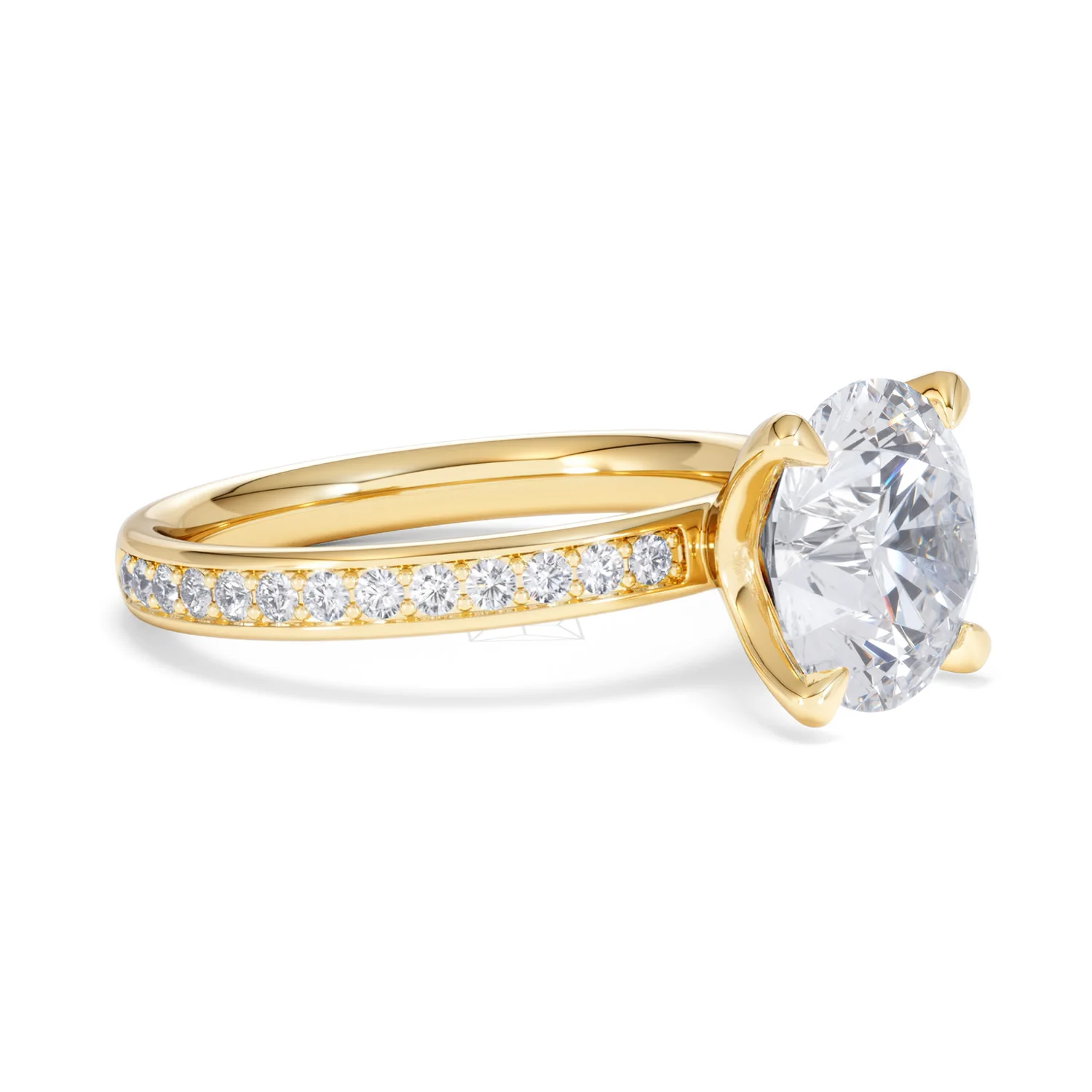 Origin 3.30ct Round Cut Lab Diamond Solitaire Engagement Ring with Side Stones in 18K Yellow Gold - Image 18