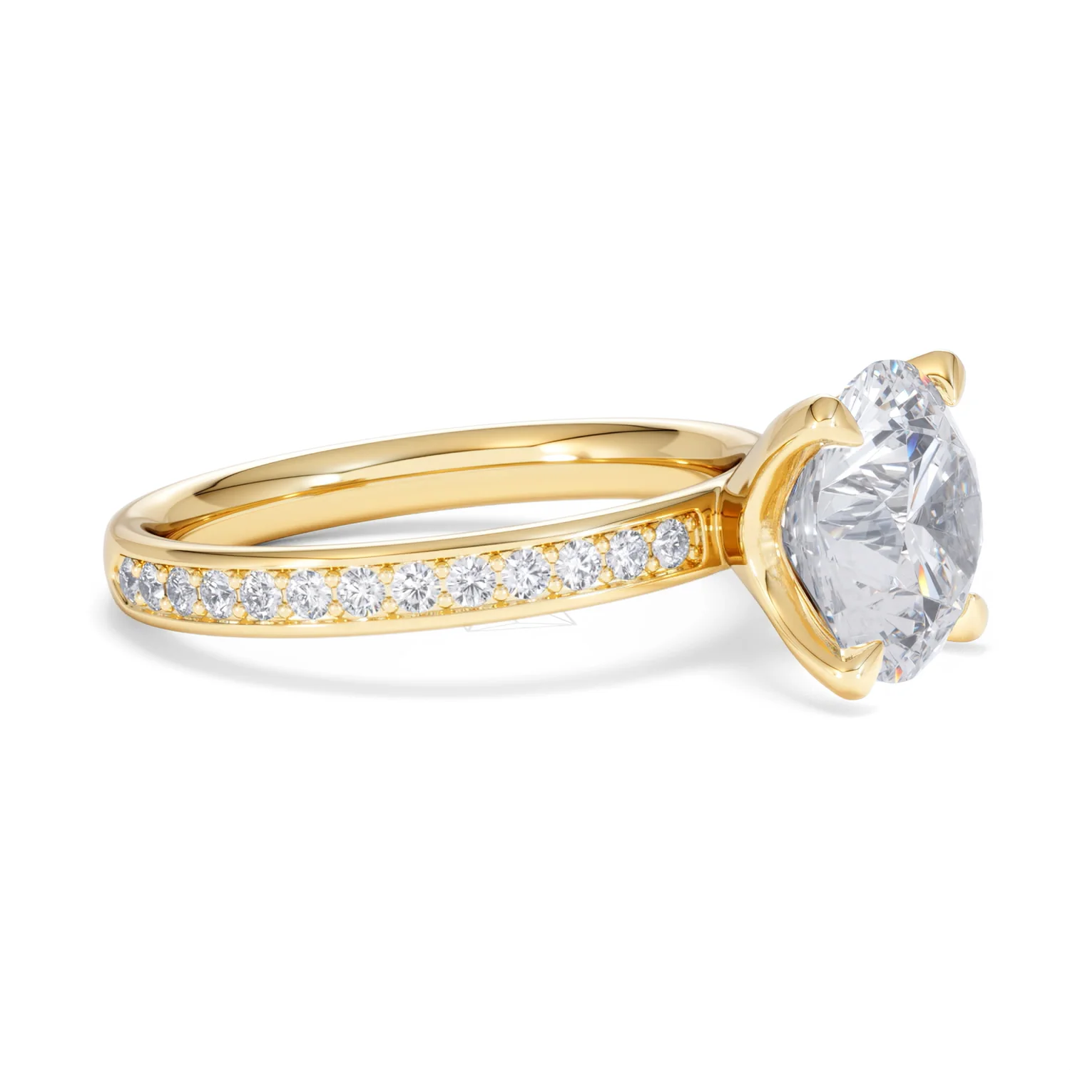 Origin 3.30ct Round Cut Lab Diamond Solitaire Engagement Ring with Side Stones in 18K Yellow Gold - Image 20