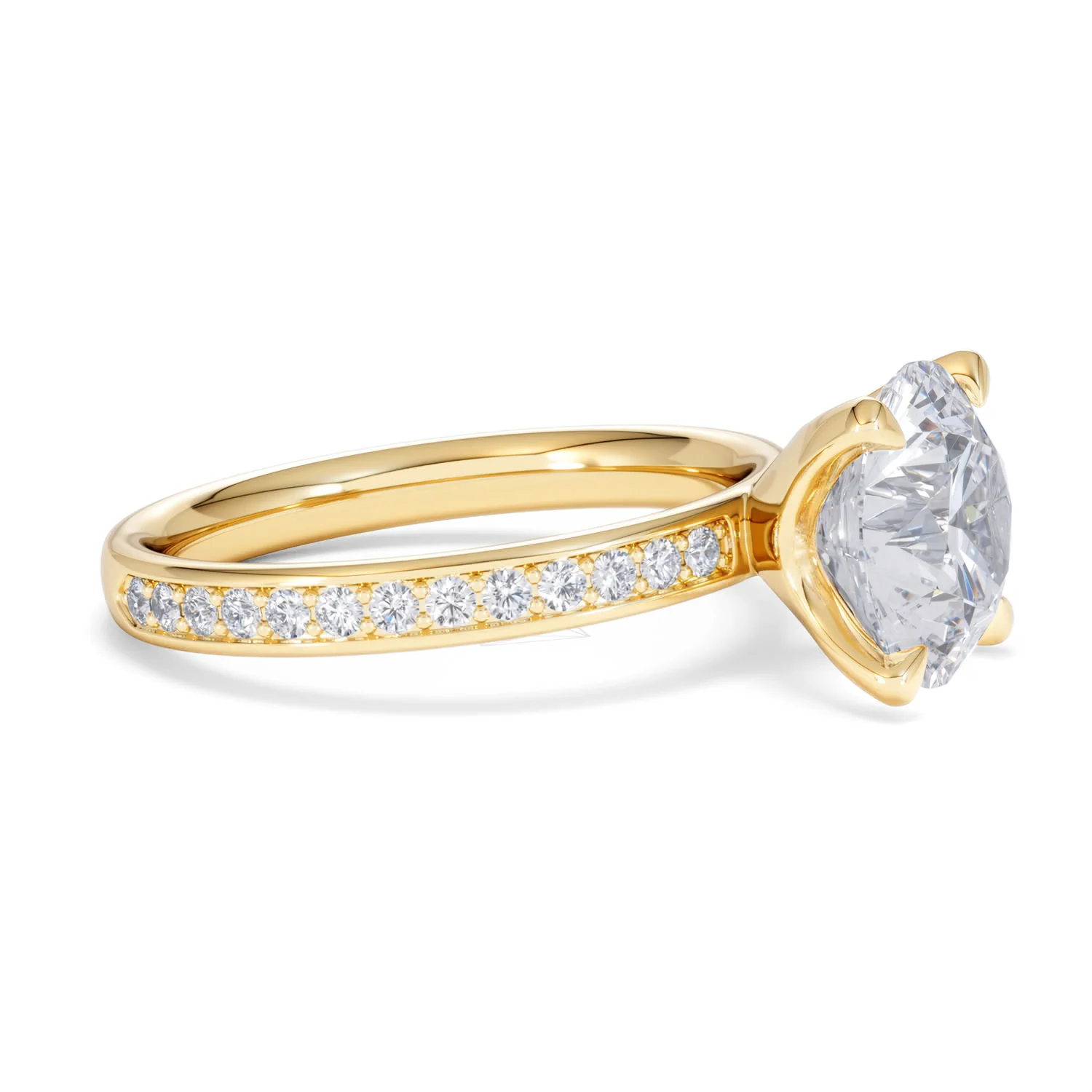 Origin 3.30ct Round Cut Lab Diamond Solitaire Engagement Ring with Side Stones in 18K Yellow Gold - Image 21