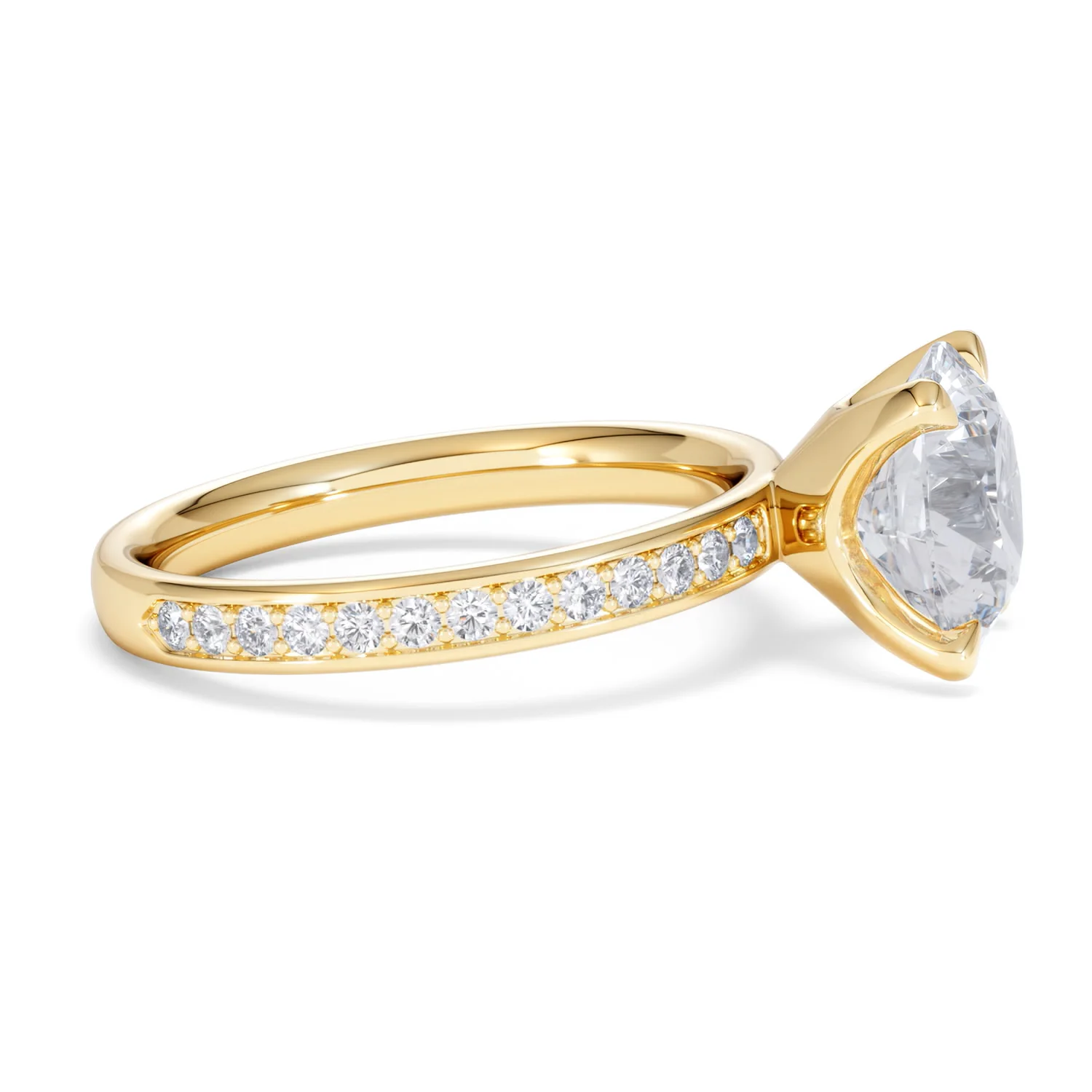 Origin 3.30ct Round Cut Lab Diamond Solitaire Engagement Ring with Side Stones in 18K Yellow Gold - Image 24