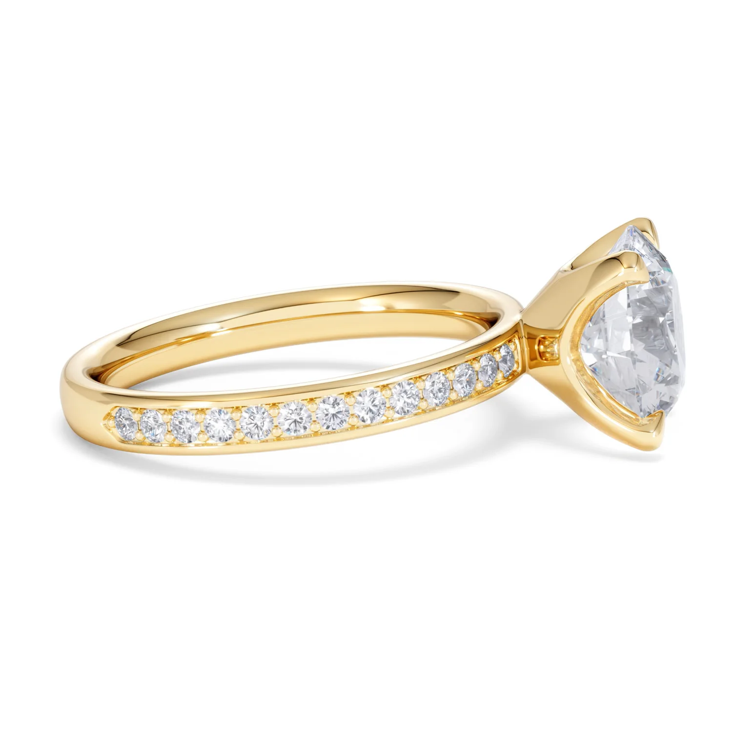 Origin 3.30ct Round Cut Lab Diamond Solitaire Engagement Ring with Side Stones in 18K Yellow Gold - Image 25