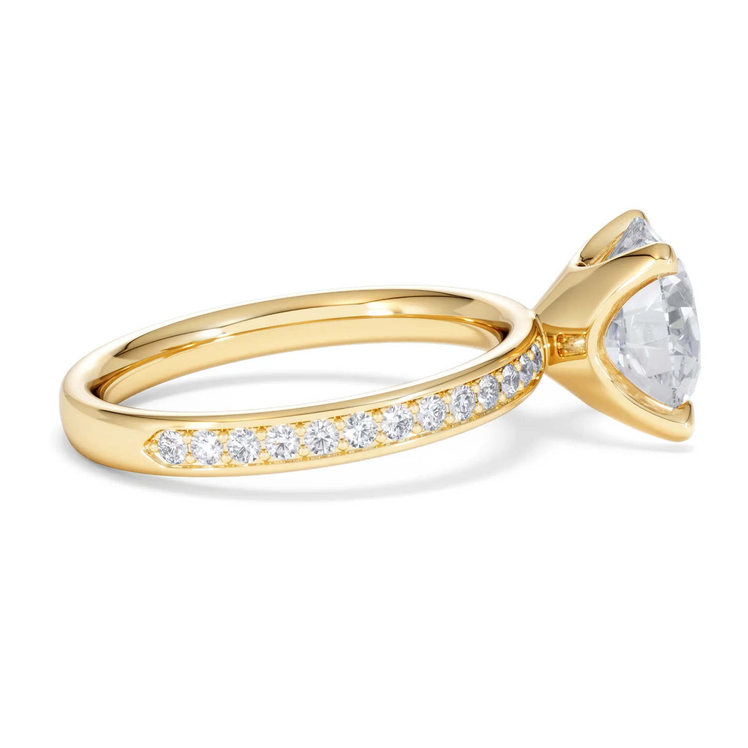 Origin 3.30ct Round Cut Lab Diamond Solitaire Engagement Ring with Side Stones in 18K Yellow Gold - Image 28