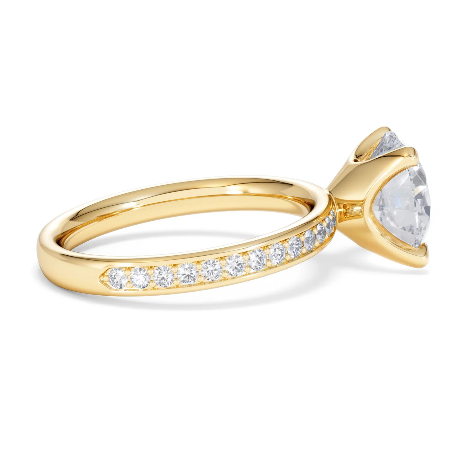Origin 3.30ct Round Cut Lab Diamond Solitaire Engagement Ring with Side Stones in 18K Yellow Gold - Image 29