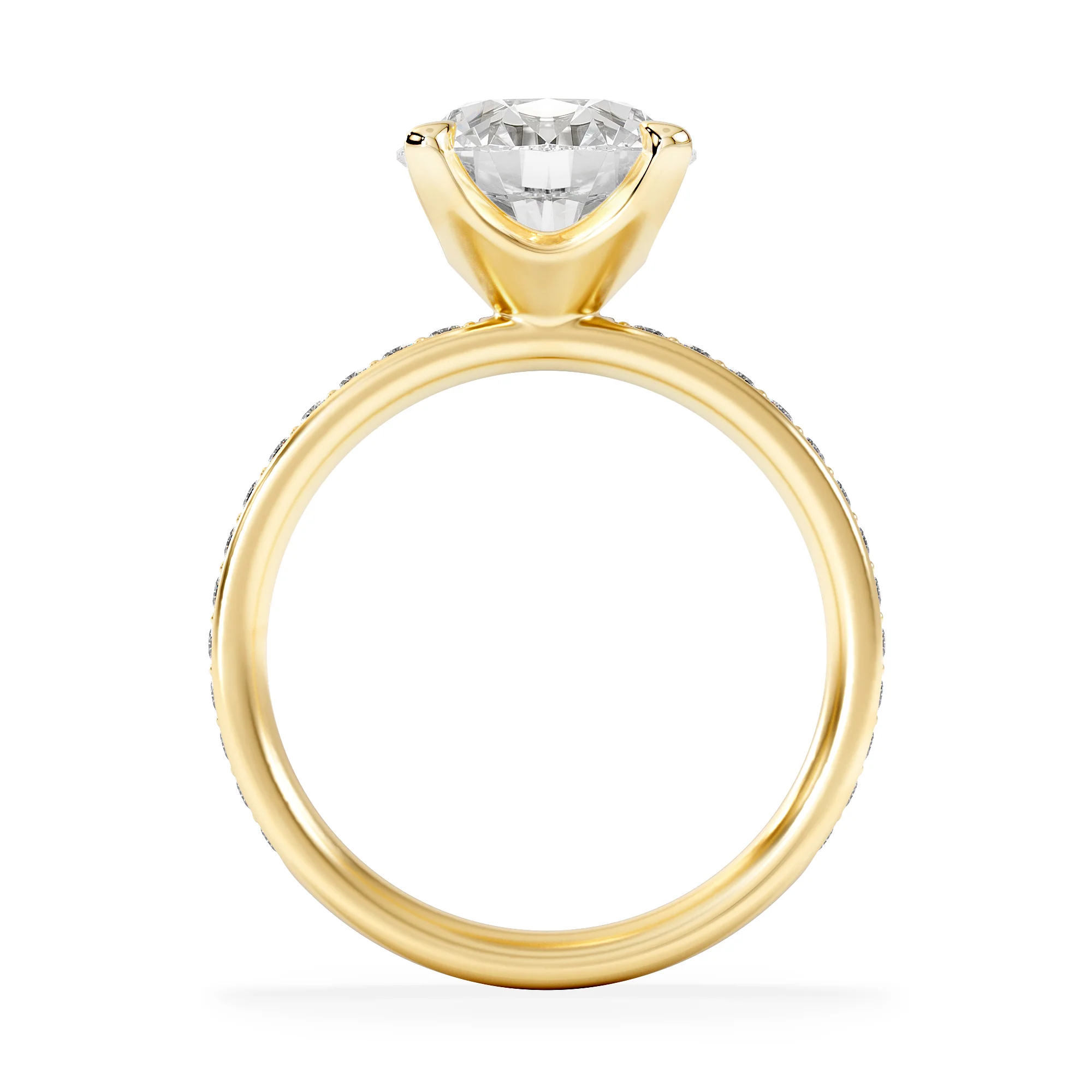 Origin 3.30ct Round Cut Lab Diamond Solitaire Engagement Ring with Side Stones in 18K Yellow Gold - Image 3