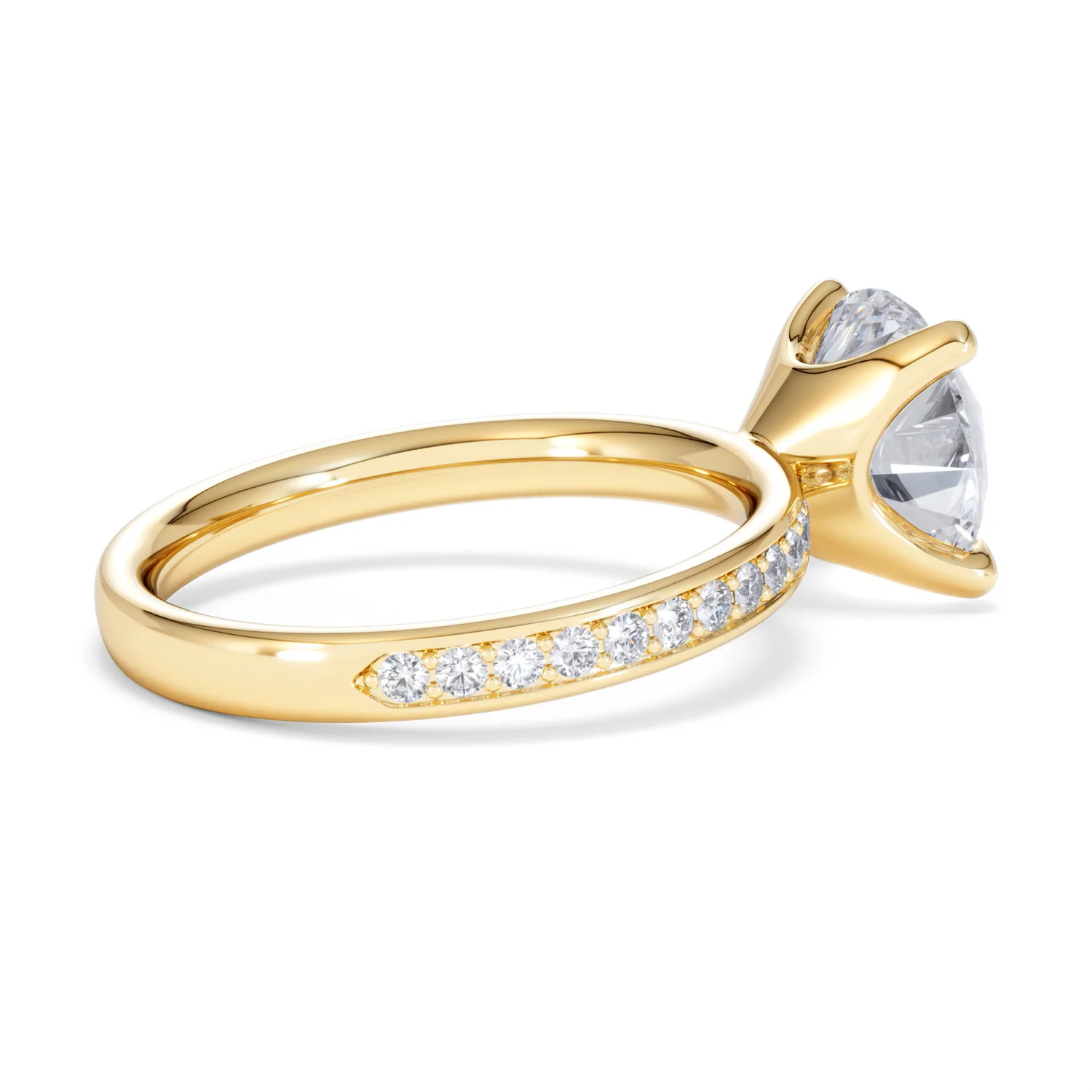 Origin 3.30ct Round Cut Lab Diamond Solitaire Engagement Ring with Side Stones in 18K Yellow Gold - Image 33