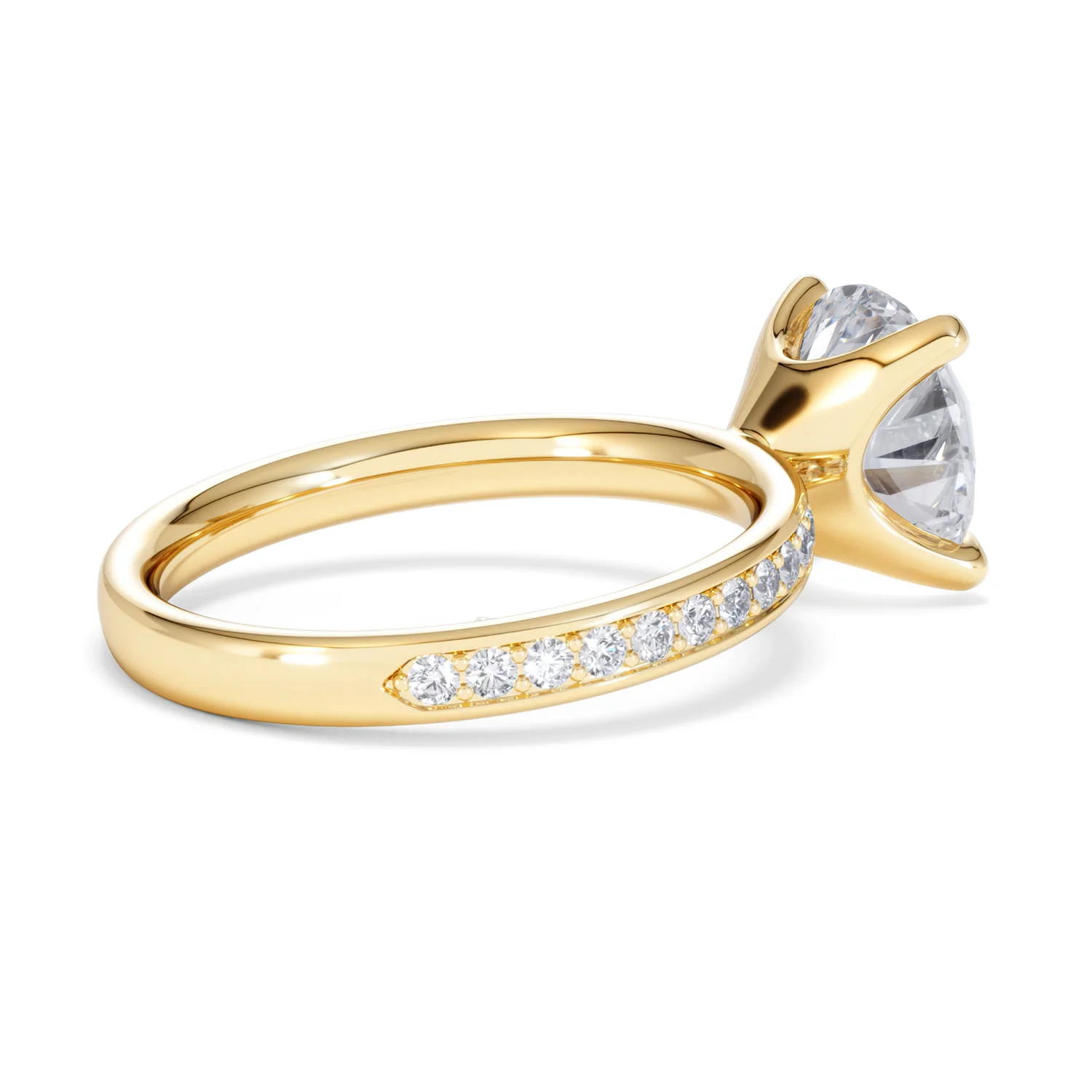 Origin 3.30ct Round Cut Lab Diamond Solitaire Engagement Ring with Side Stones in 18K Yellow Gold - Image 34