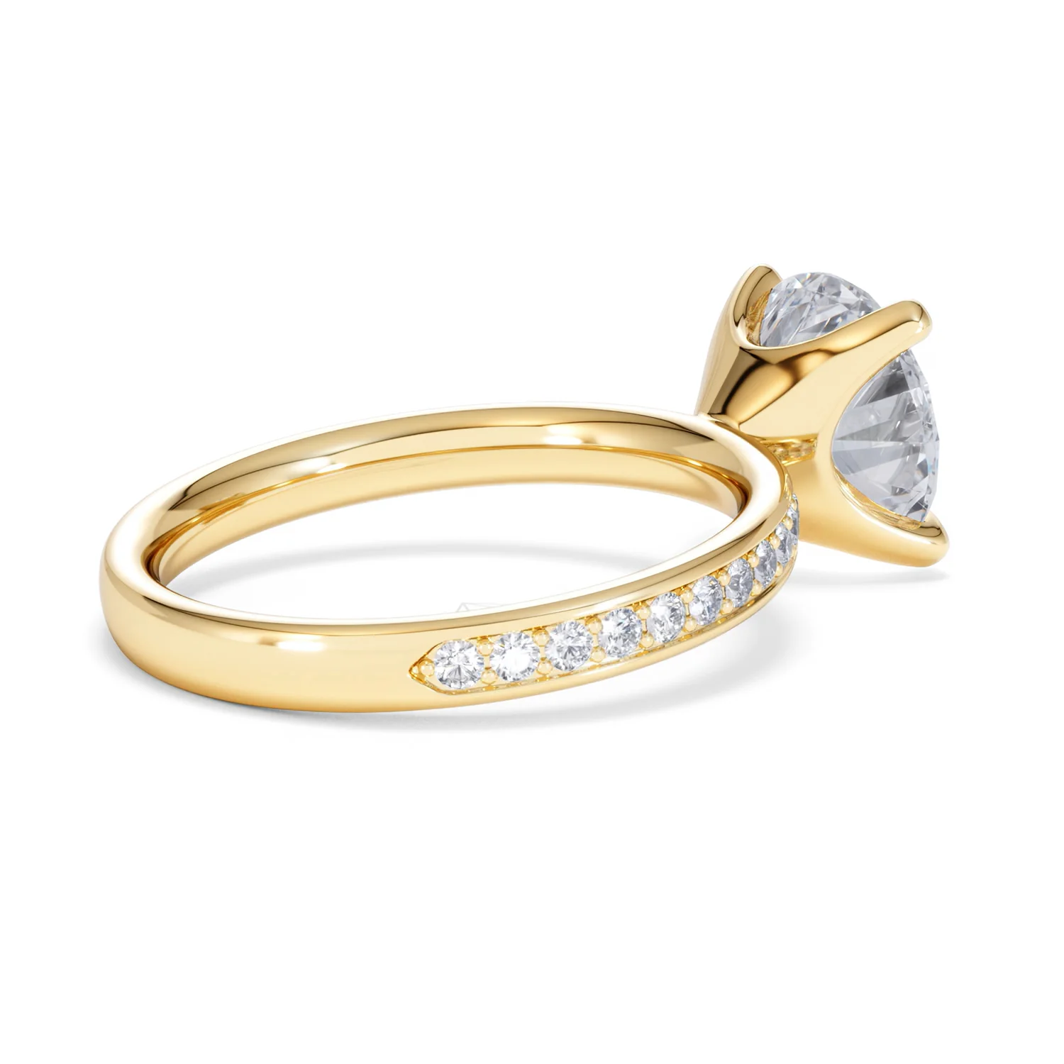 Origin 3.30ct Round Cut Lab Diamond Solitaire Engagement Ring with Side Stones in 18K Yellow Gold - Image 35