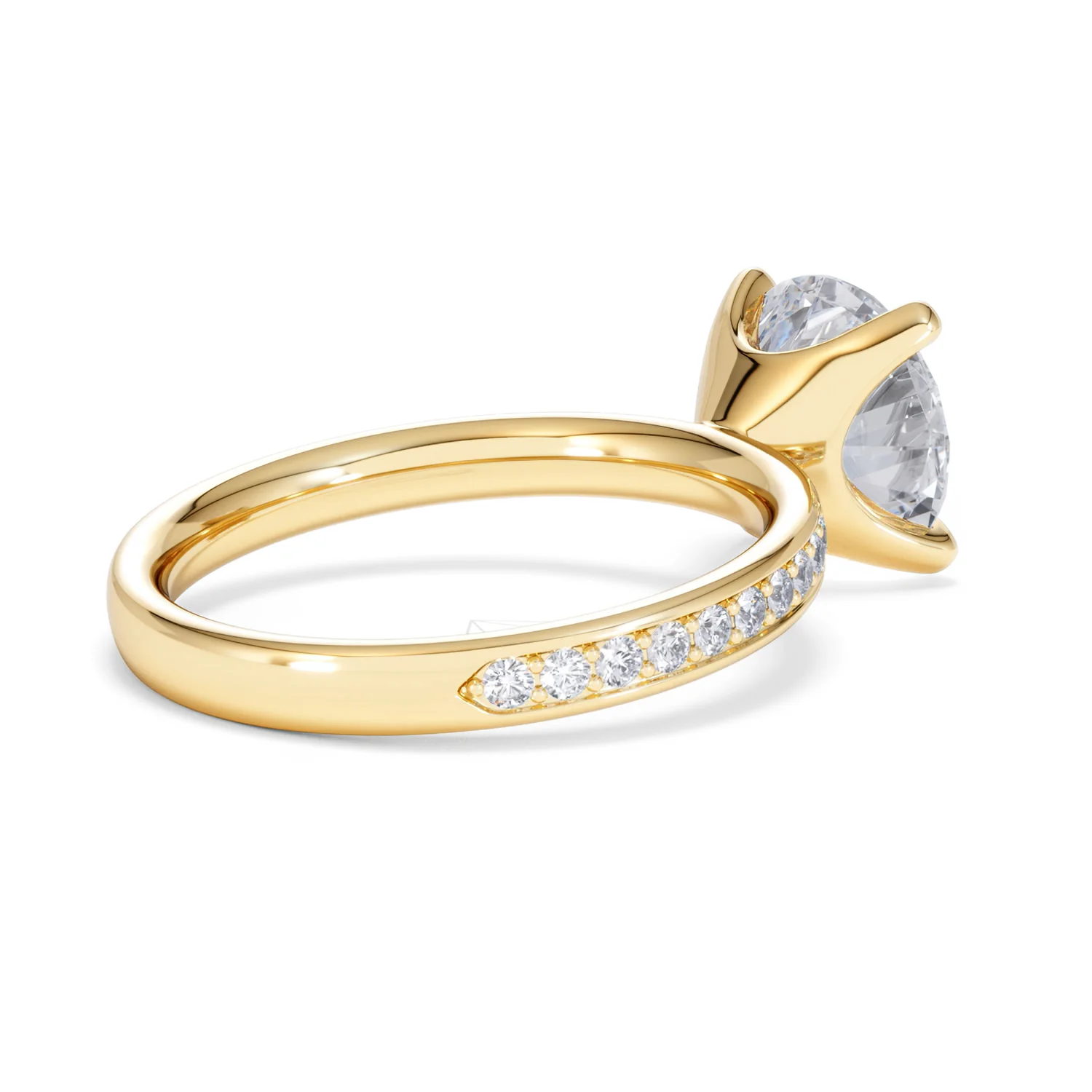 Origin 3.30ct Round Cut Lab Diamond Solitaire Engagement Ring with Side Stones in 18K Yellow Gold - Image 36