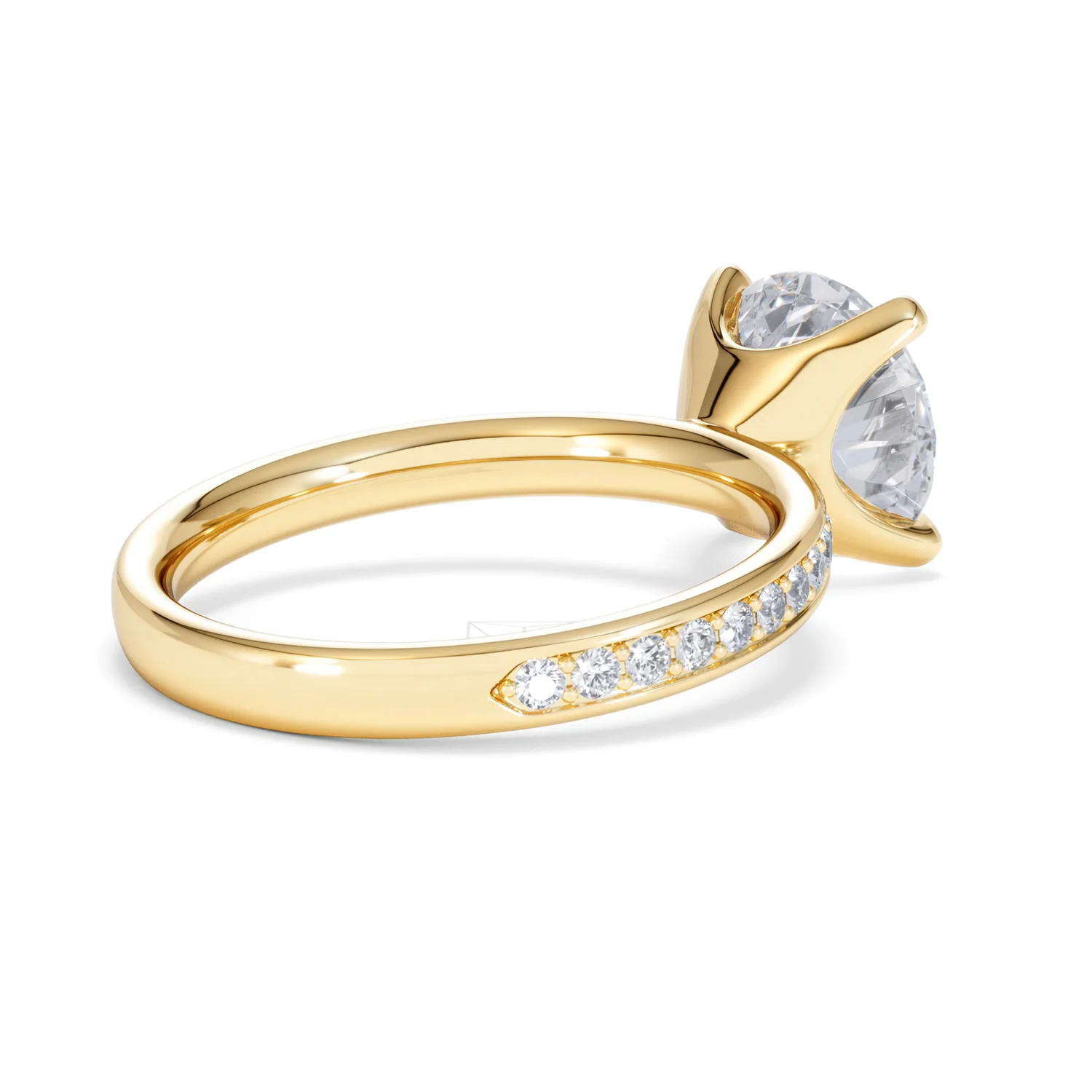 Origin 3.30ct Round Cut Lab Diamond Solitaire Engagement Ring with Side Stones in 18K Yellow Gold - Image 37