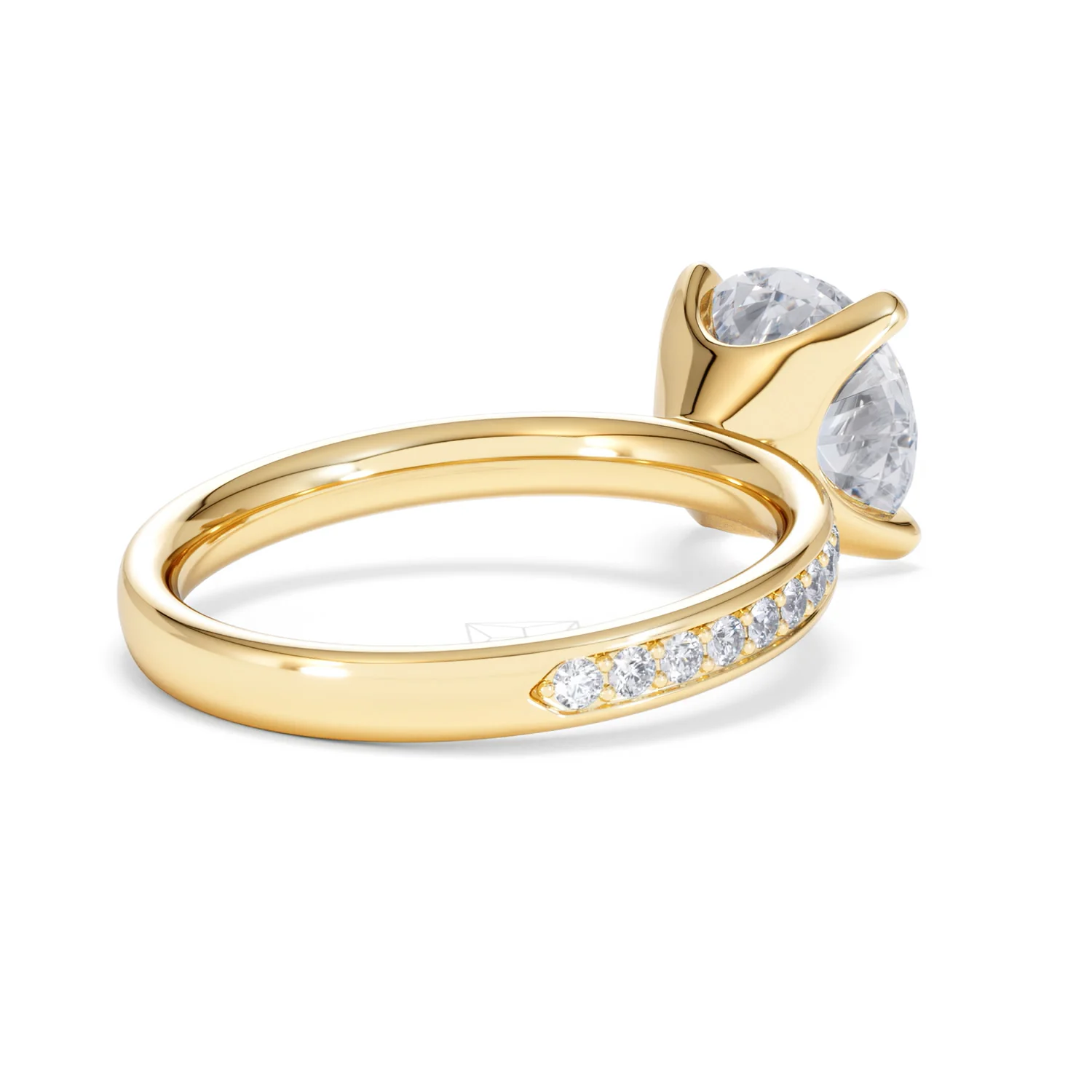 Origin 3.30ct Round Cut Lab Diamond Solitaire Engagement Ring with Side Stones in 18K Yellow Gold - Image 38