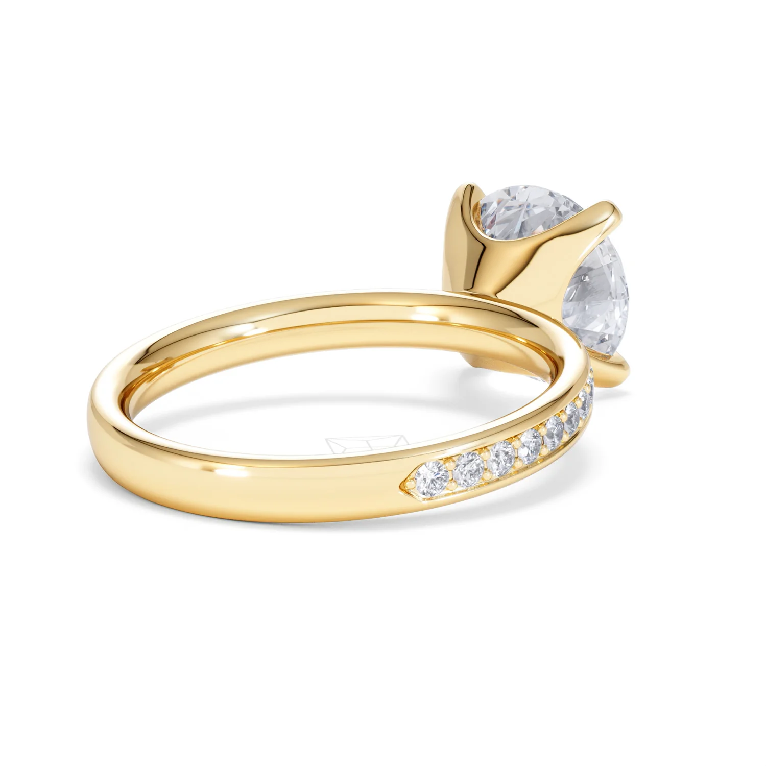 Origin 3.30ct Round Cut Lab Diamond Solitaire Engagement Ring with Side Stones in 18K Yellow Gold - Image 39