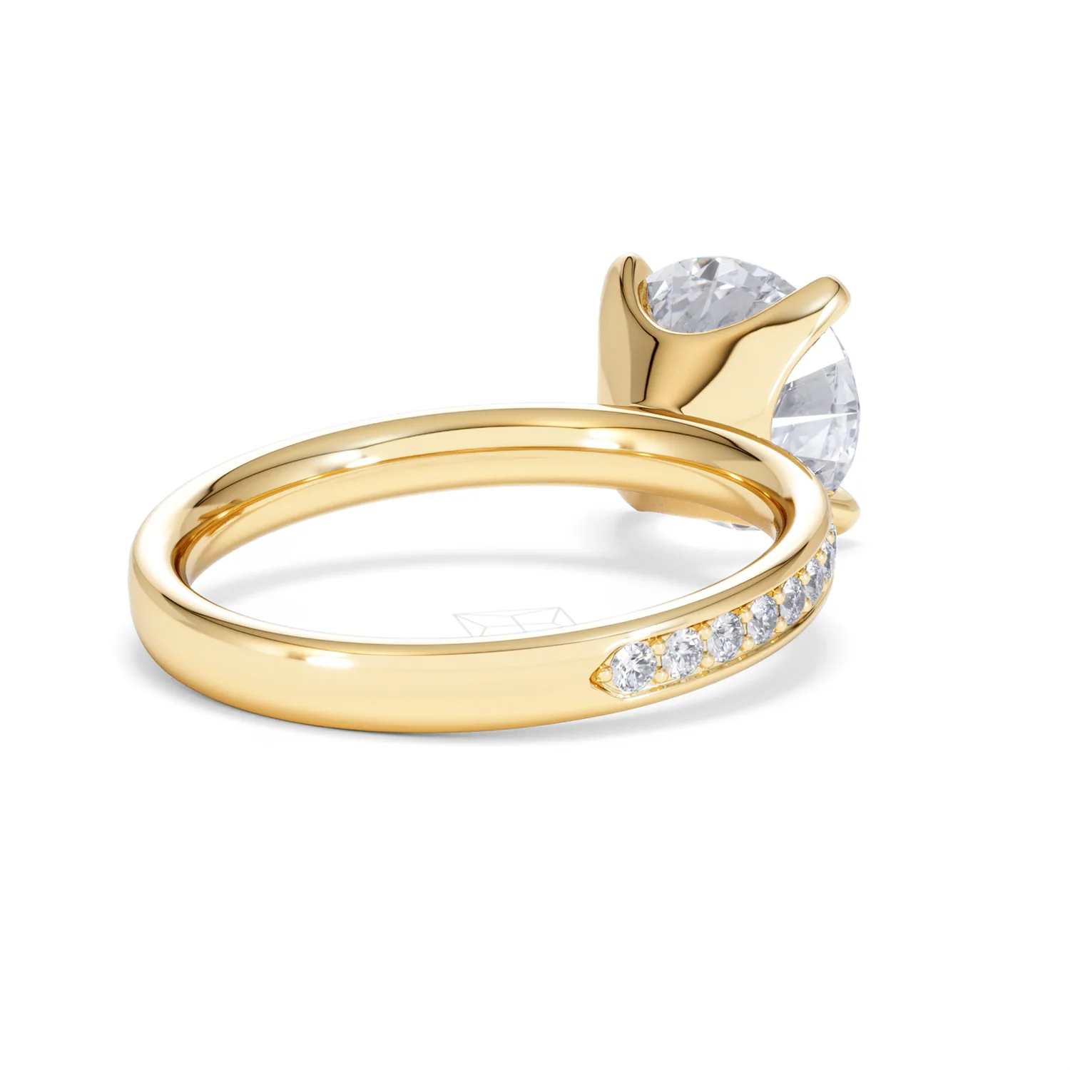 Origin 3.30ct Round Cut Lab Diamond Solitaire Engagement Ring with Side Stones in 18K Yellow Gold - Image 40