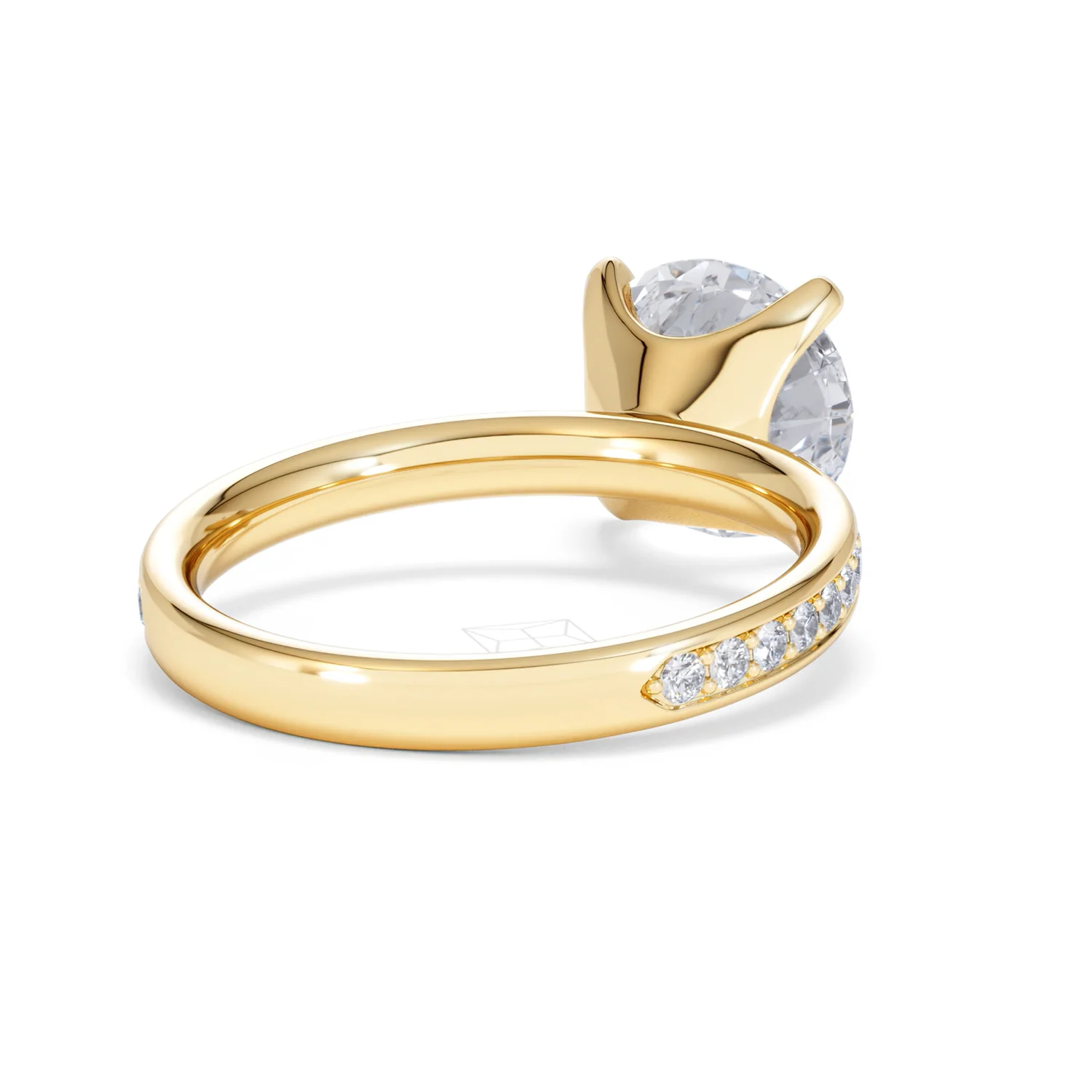 Origin 3.30ct Round Cut Lab Diamond Solitaire Engagement Ring with Side Stones in 18K Yellow Gold - Image 41