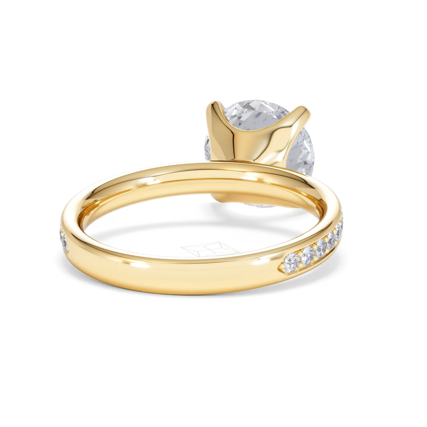 Origin 3.30ct Round Cut Lab Diamond Solitaire Engagement Ring with Side Stones in 18K Yellow Gold - Image 43