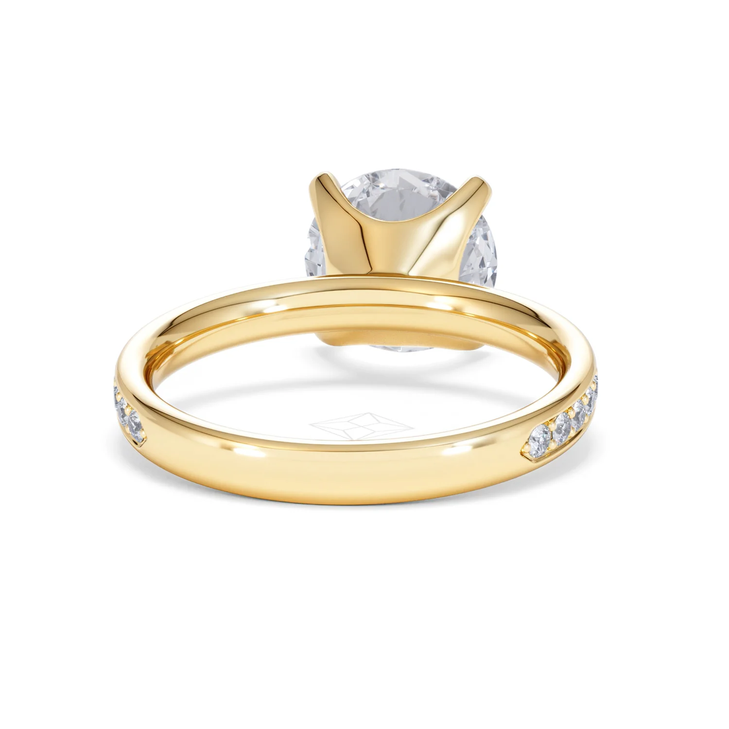 Origin 3.30ct Round Cut Lab Diamond Solitaire Engagement Ring with Side Stones in 18K Yellow Gold - Image 45