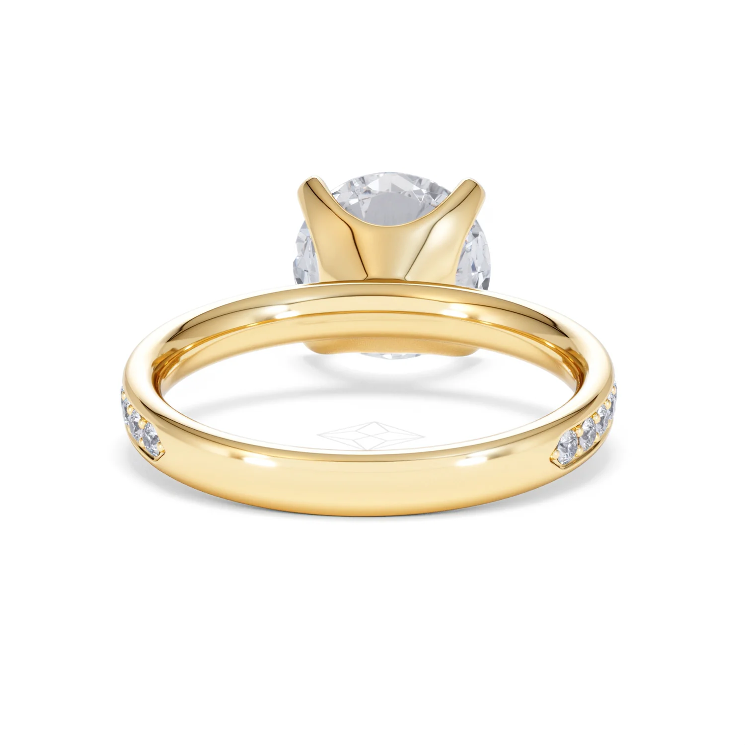 Origin 3.30ct Round Cut Lab Diamond Solitaire Engagement Ring with Side Stones in 18K Yellow Gold - Image 46