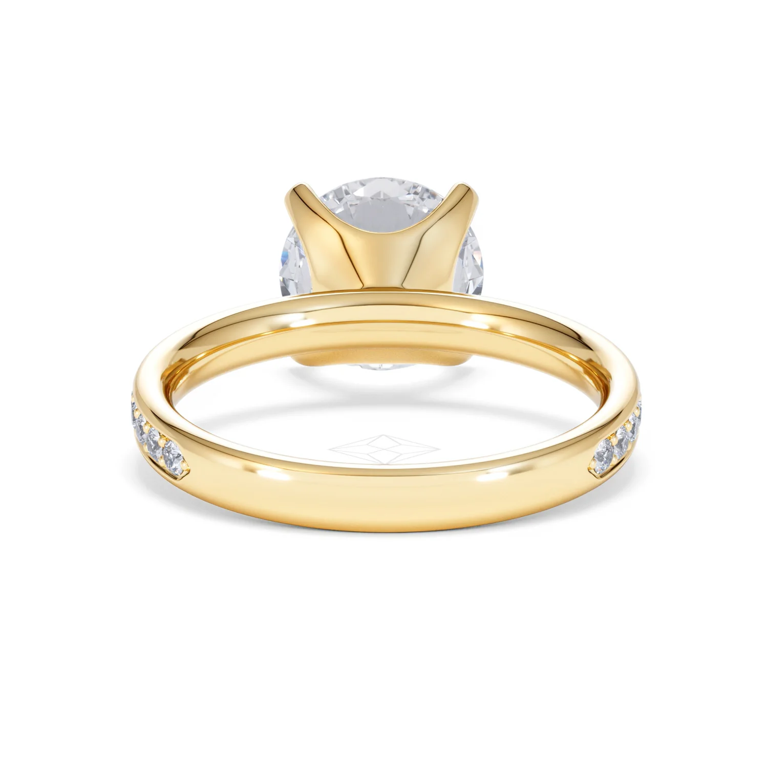 Origin 3.30ct Round Cut Lab Diamond Solitaire Engagement Ring with Side Stones in 18K Yellow Gold - Image 47