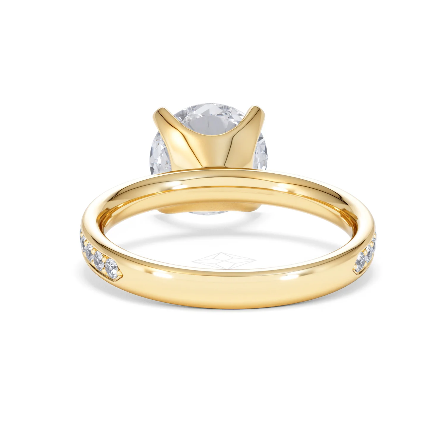 Origin 3.30ct Round Cut Lab Diamond Solitaire Engagement Ring with Side Stones in 18K Yellow Gold - Image 48