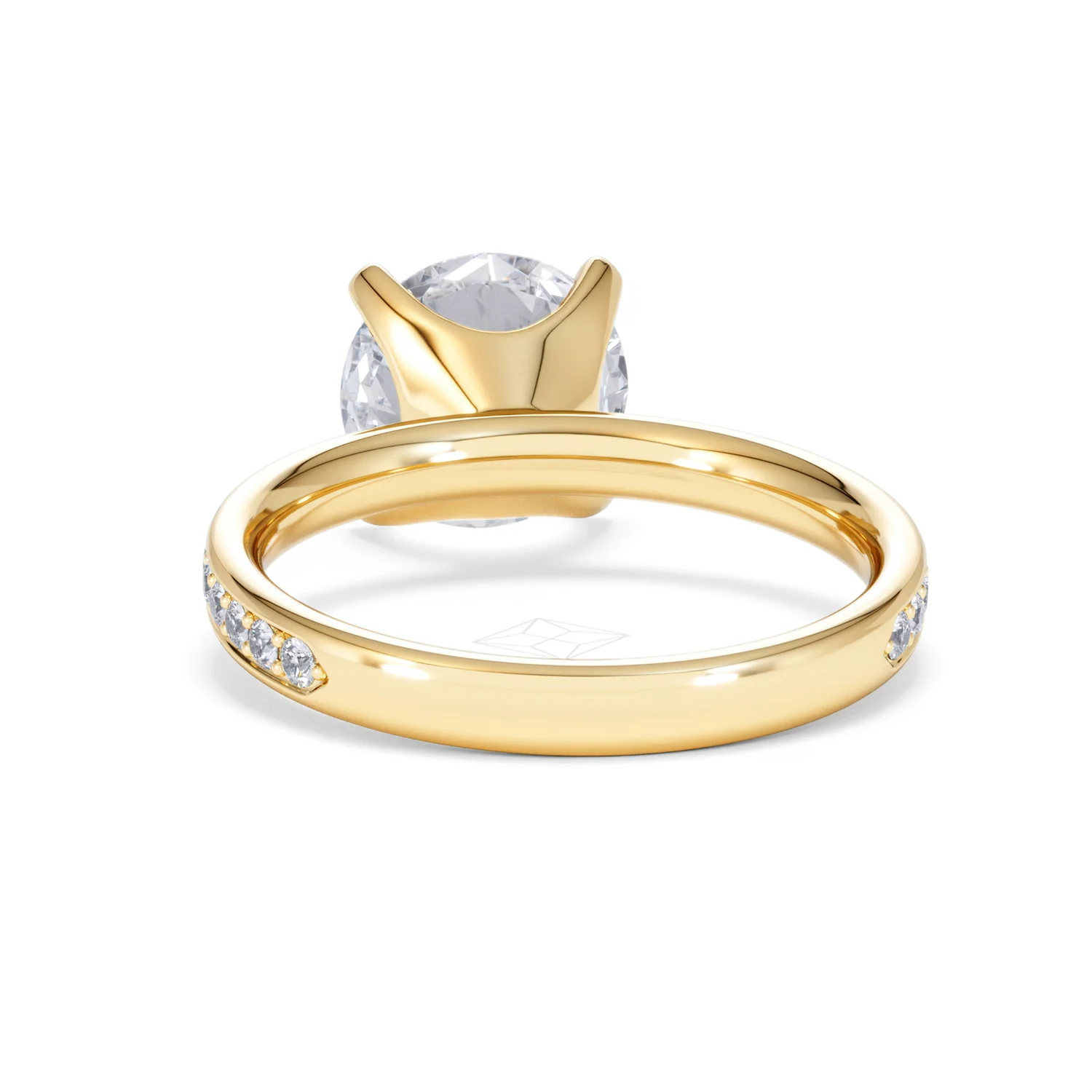 Origin 3.30ct Round Cut Lab Diamond Solitaire Engagement Ring with Side Stones in 18K Yellow Gold - Image 49