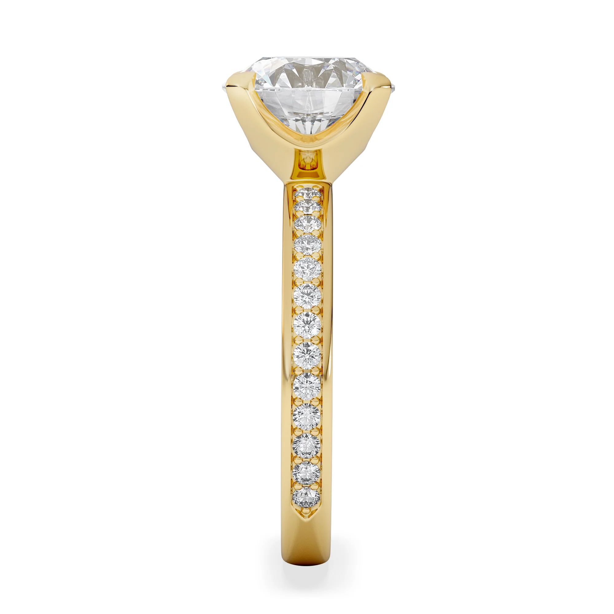 Origin 3.30ct Round Cut Lab Diamond Solitaire Engagement Ring with Side Stones in 18K Yellow Gold - Image 5