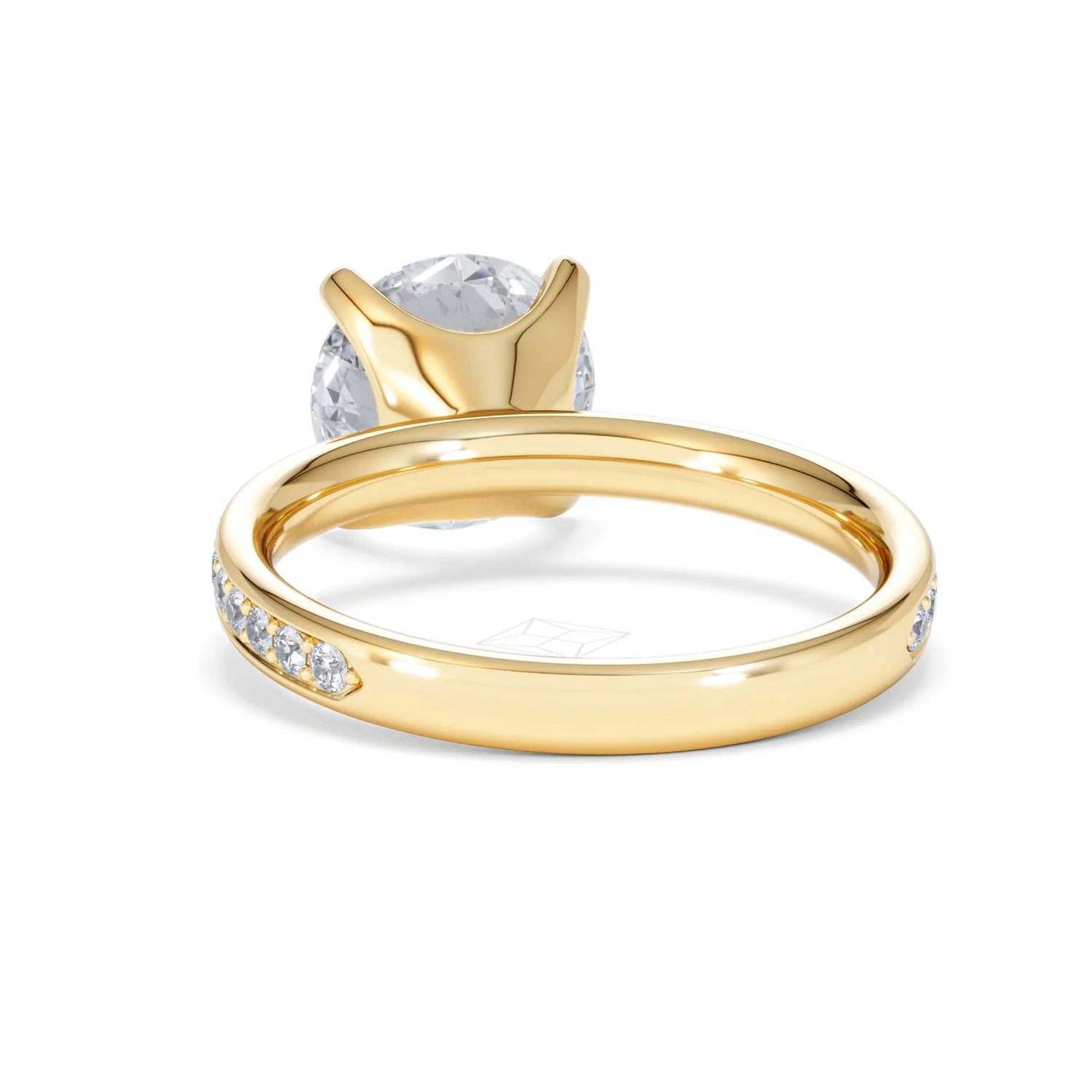 Origin 3.30ct Round Cut Lab Diamond Solitaire Engagement Ring with Side Stones in 18K Yellow Gold - Image 50